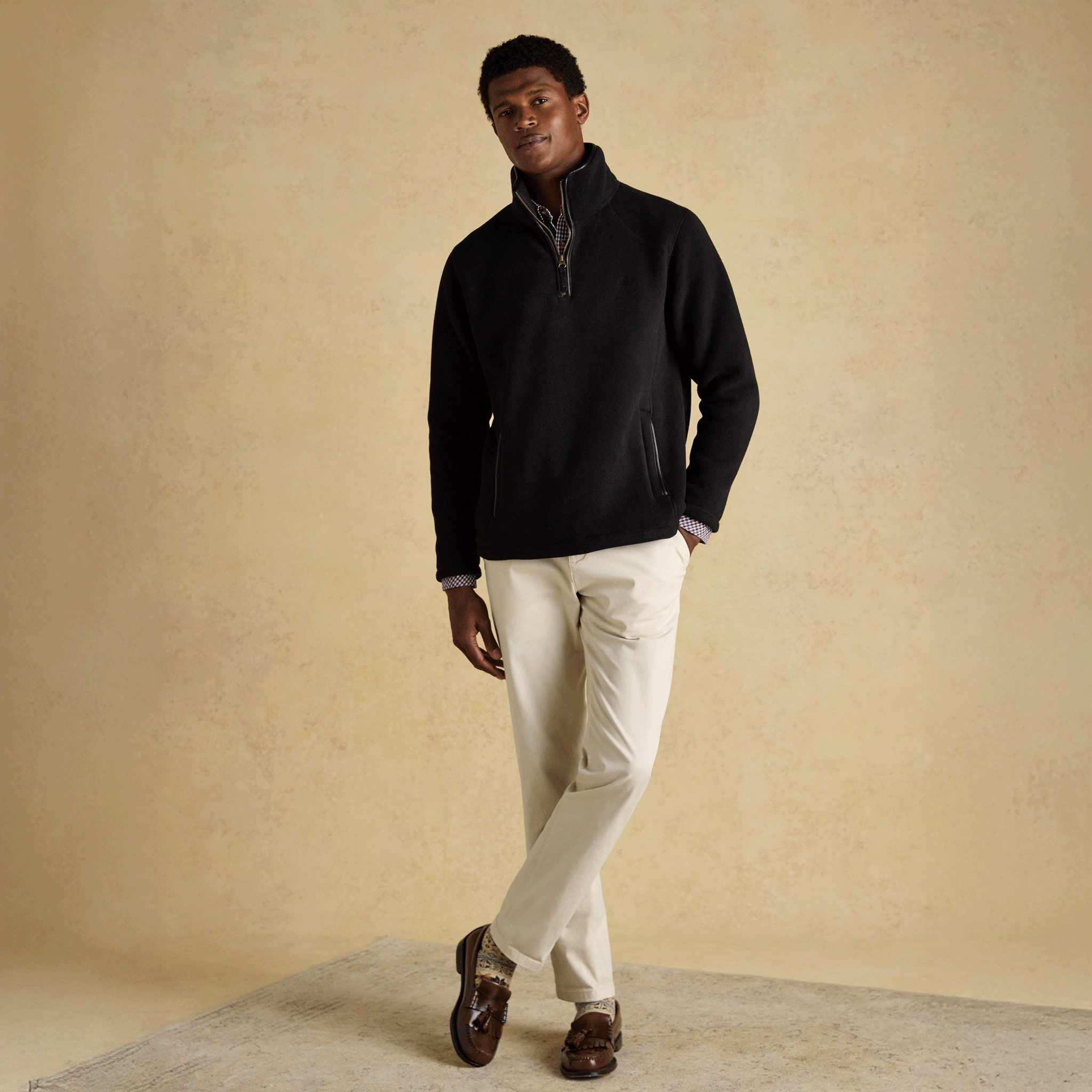 Joules Heritage Men's Quarter Zip Fleece Black