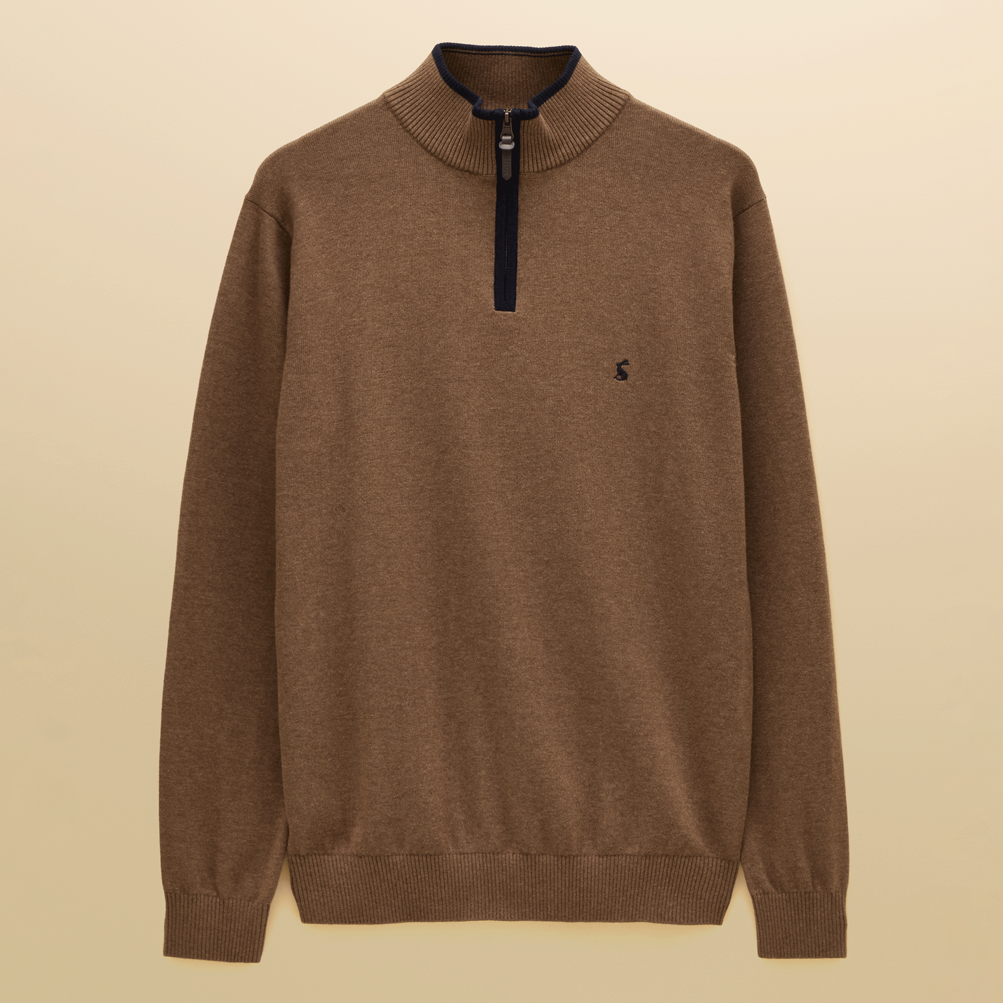 Joules Hillside Men's Quarter Zip Knitted Jumper Brown