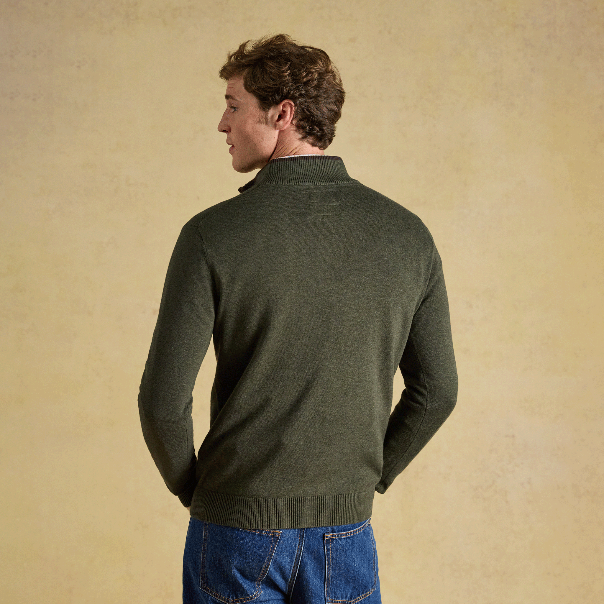 Joules Hillside Men's Quarter Zip Knitted Jumper Green