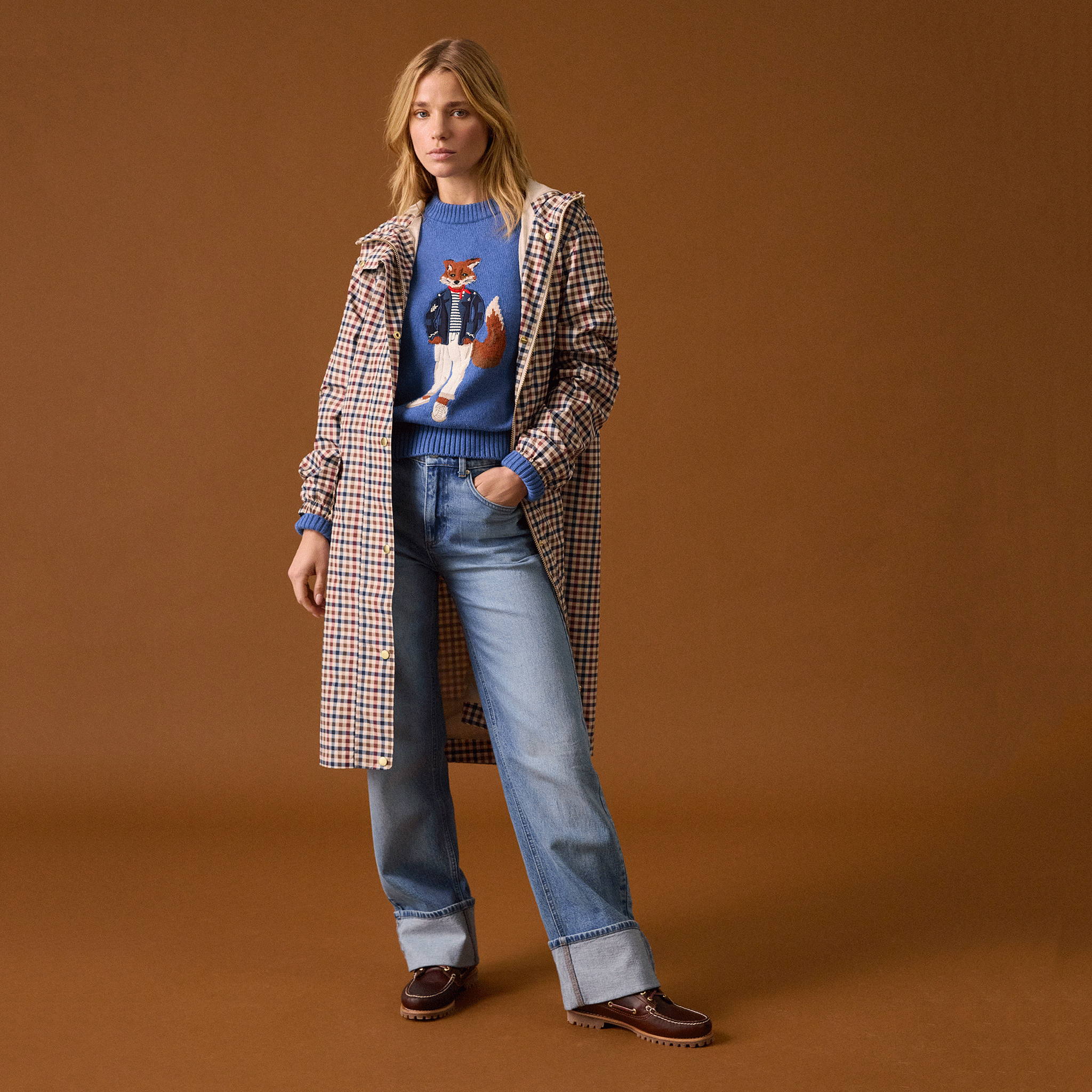 Joules Holkham Waterproof Packable Raincoat With Hood in Gingham