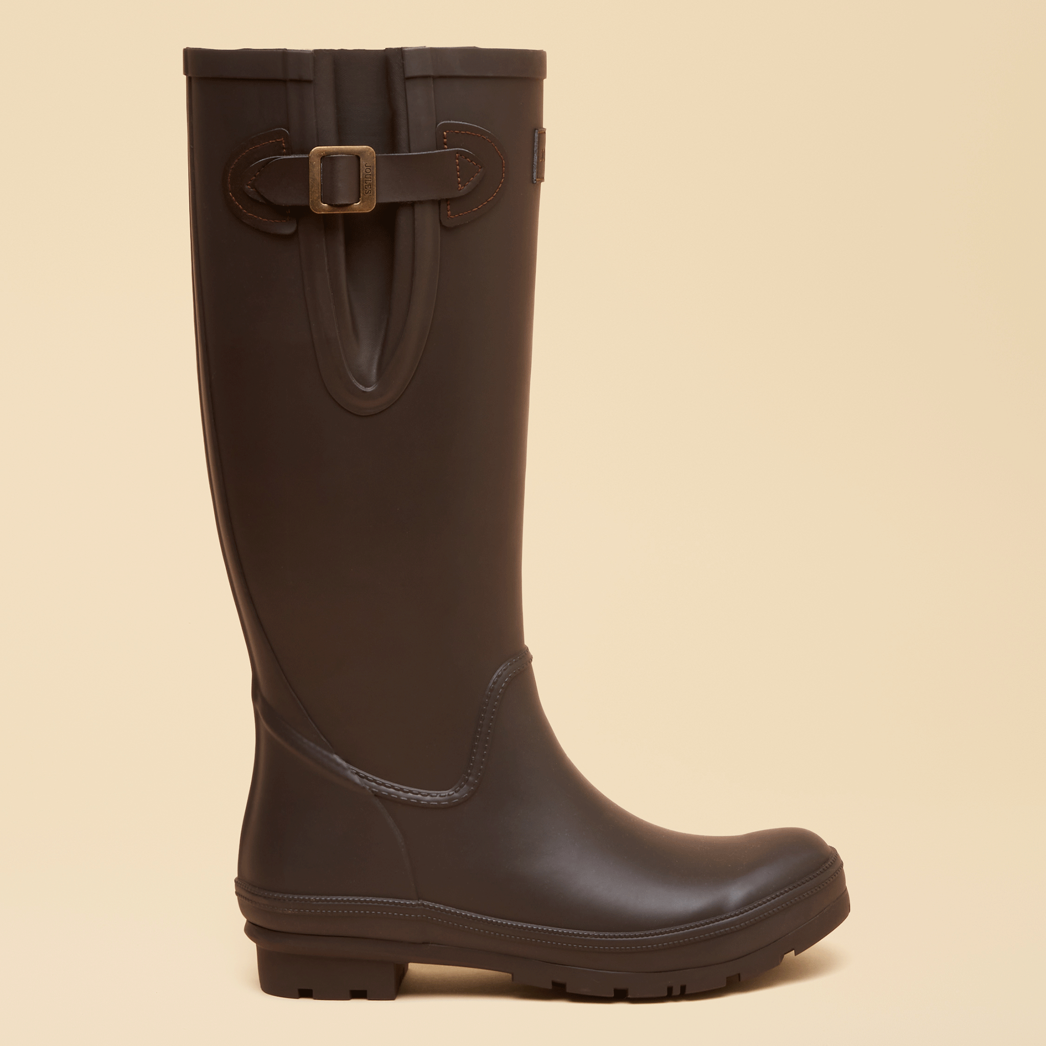 Joules Houghton Fur Lined Adjustable Tall Wellies Chocolate Brown