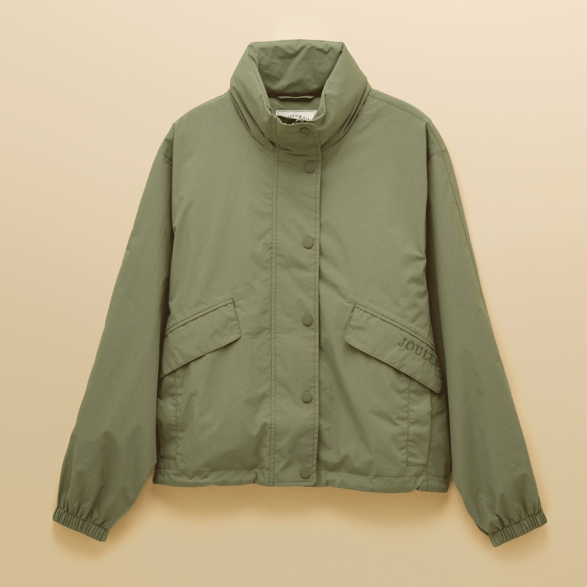 Joules Hove Waterproof Windbreaker With Packable Hood in Khaki Green