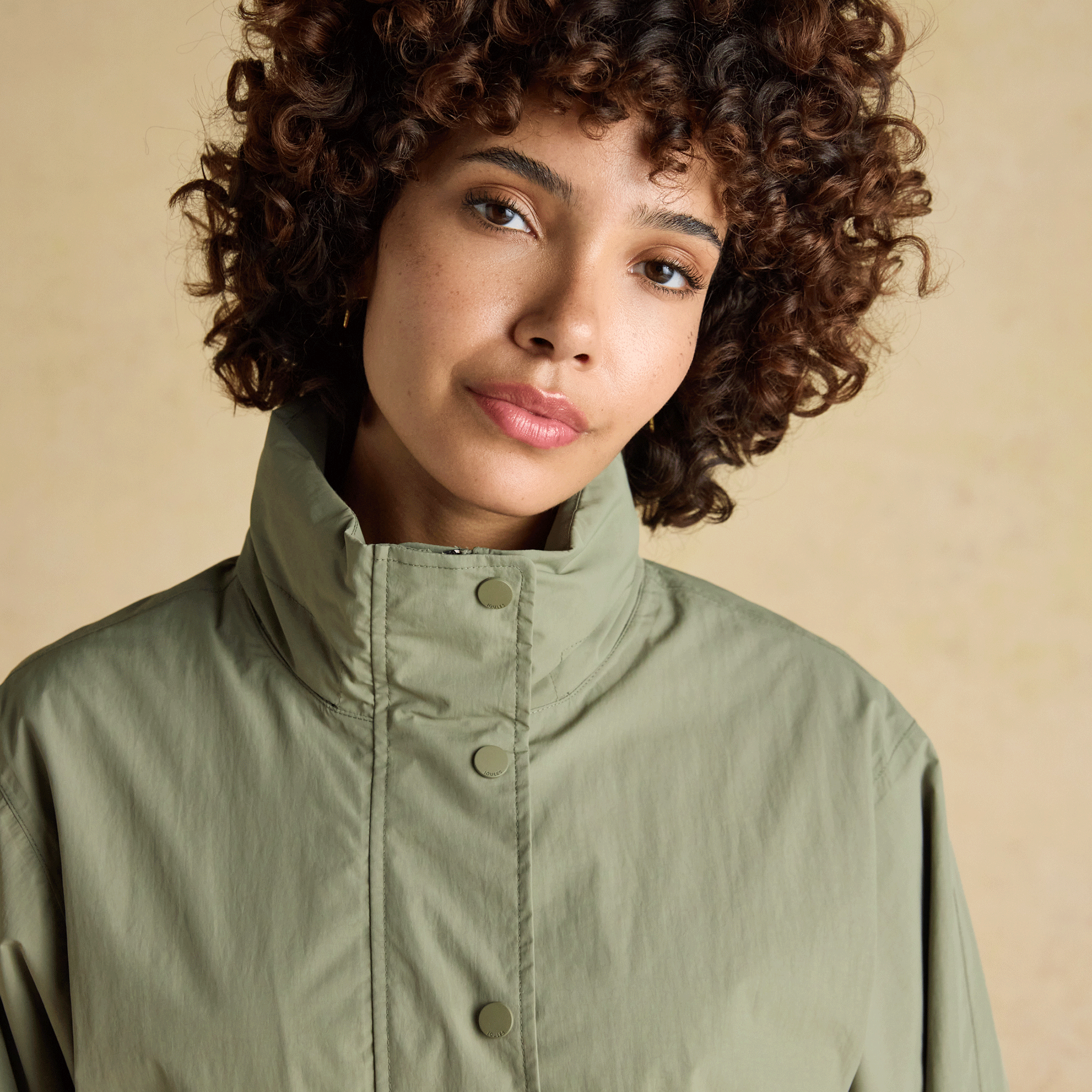 Joules Hove Waterproof Windbreaker With Packable Hood in Khaki Green