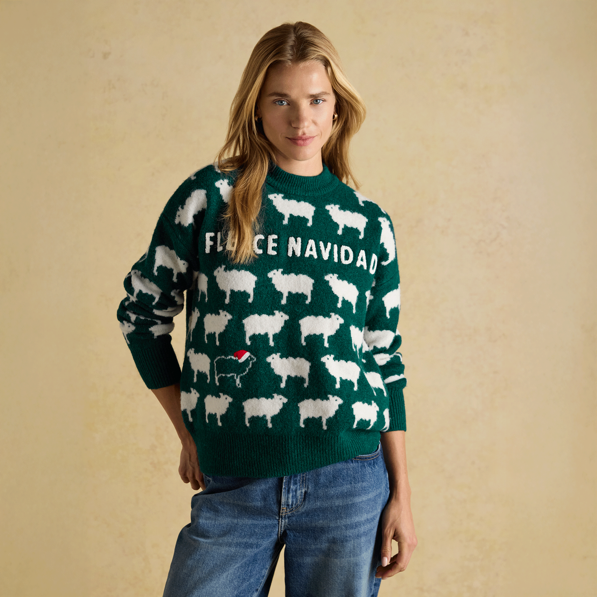 Joules Intarsia Knitted Fleece Navidad Relaxed Fit Crew Neck Jumper
