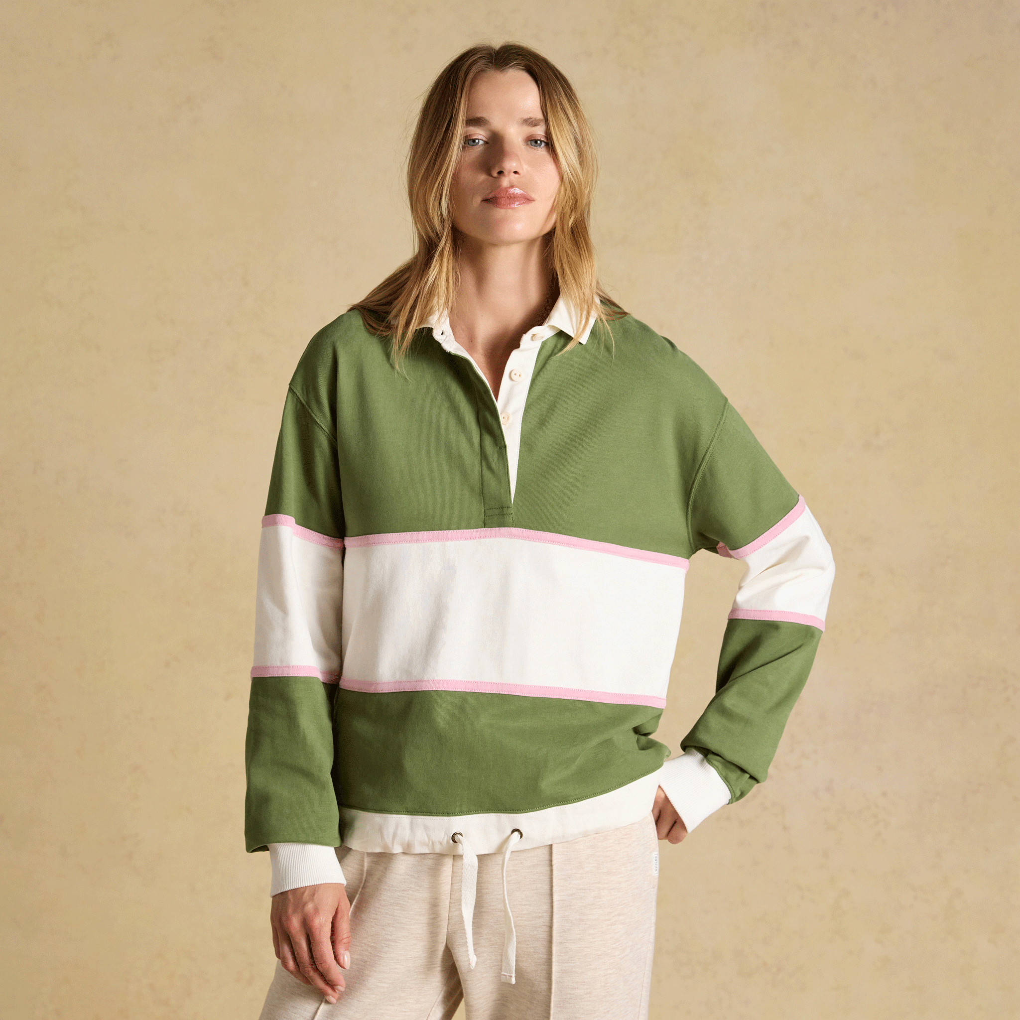 Joules Jersey Deckshirt Green-Cream Stripe
