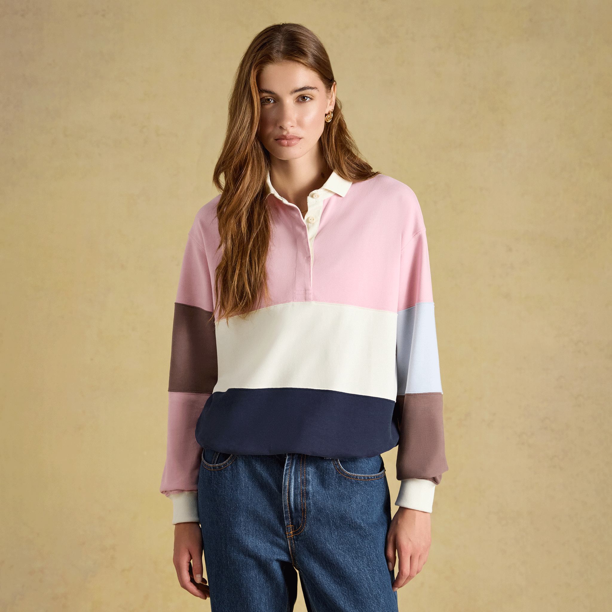 Joules Jersey Deckshirt Pink-Blue Hotchpotch
