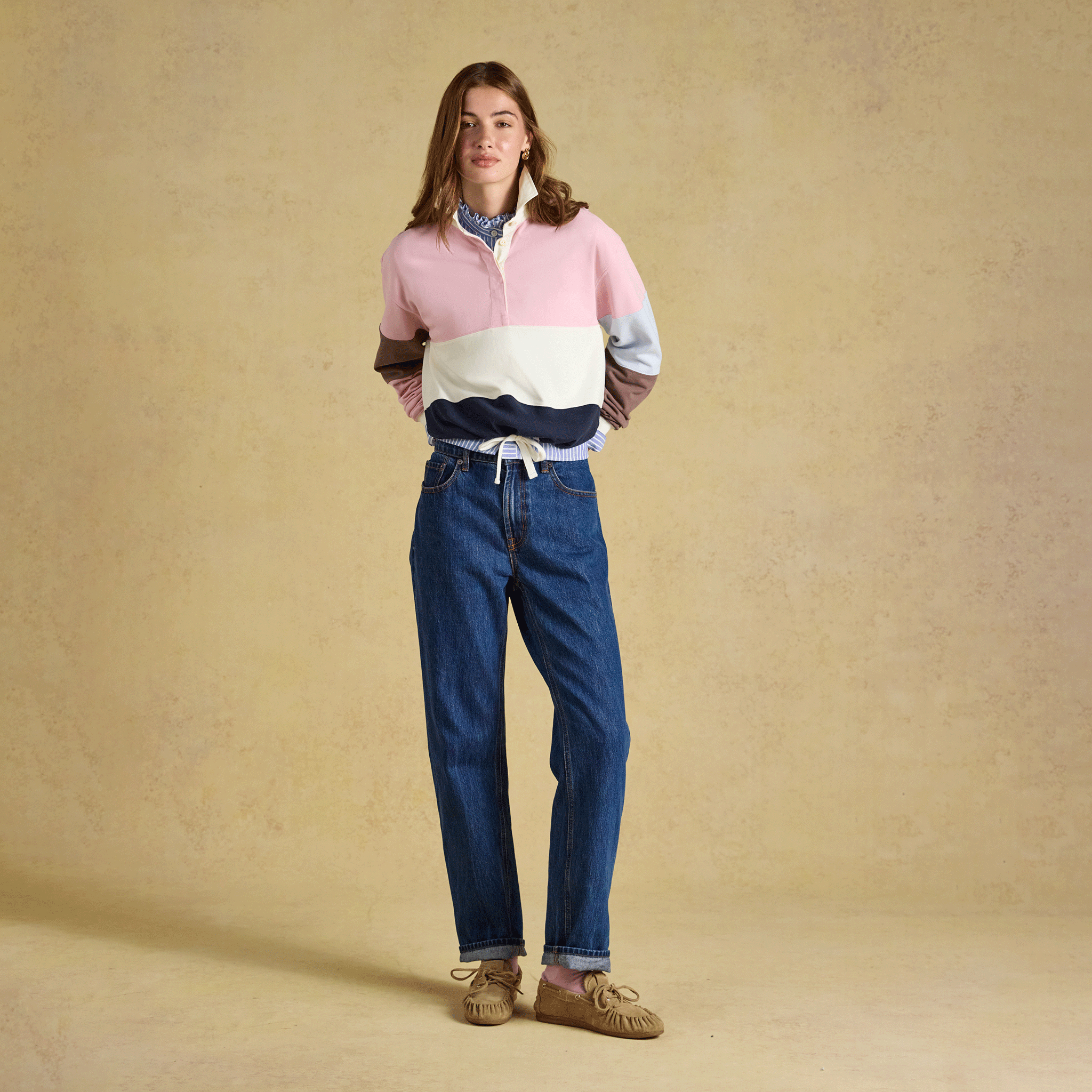 Joules Jersey Deckshirt Pink-Blue Hotchpotch