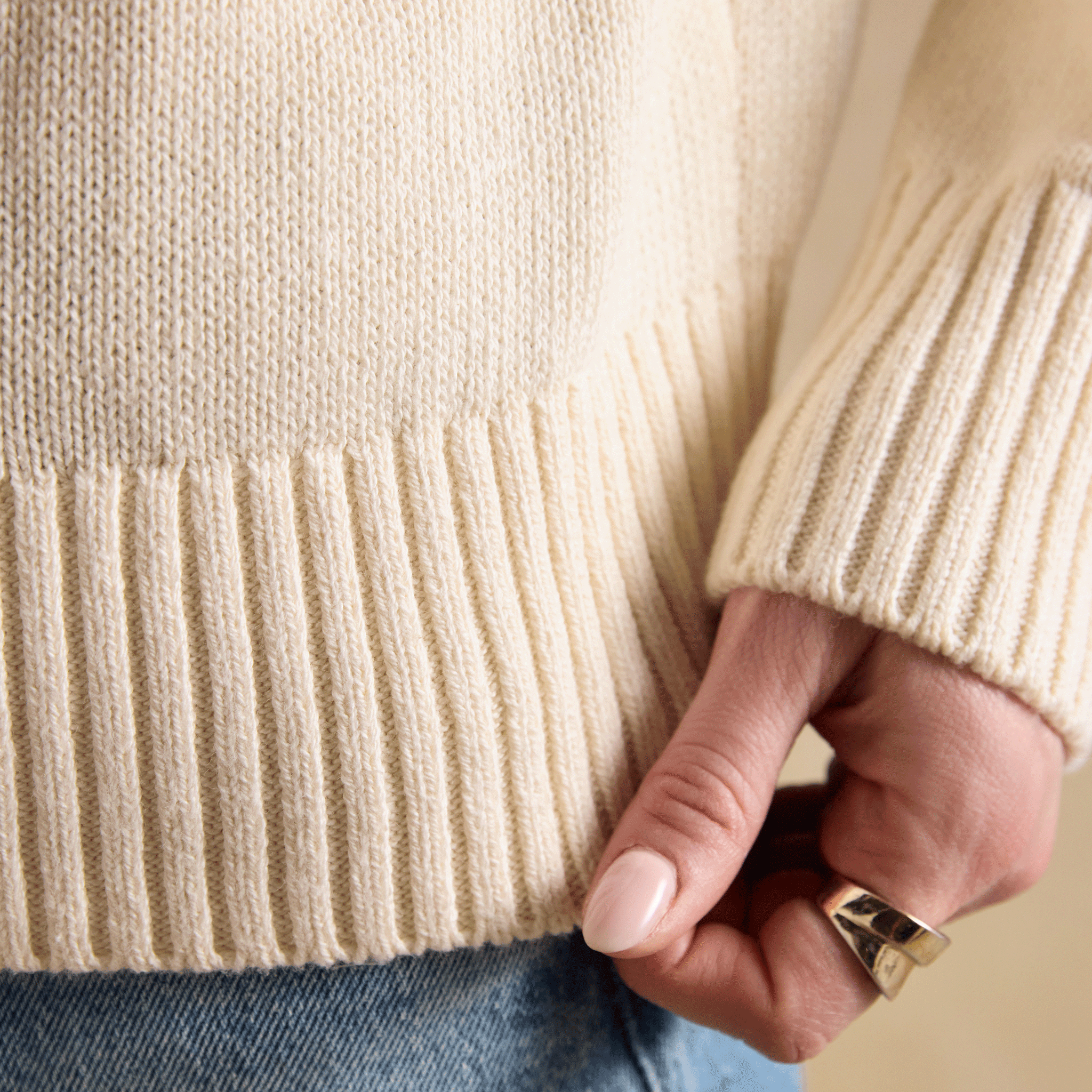 Joules Jonty Intarsia Knitted Crew Neck Jumper in Cream