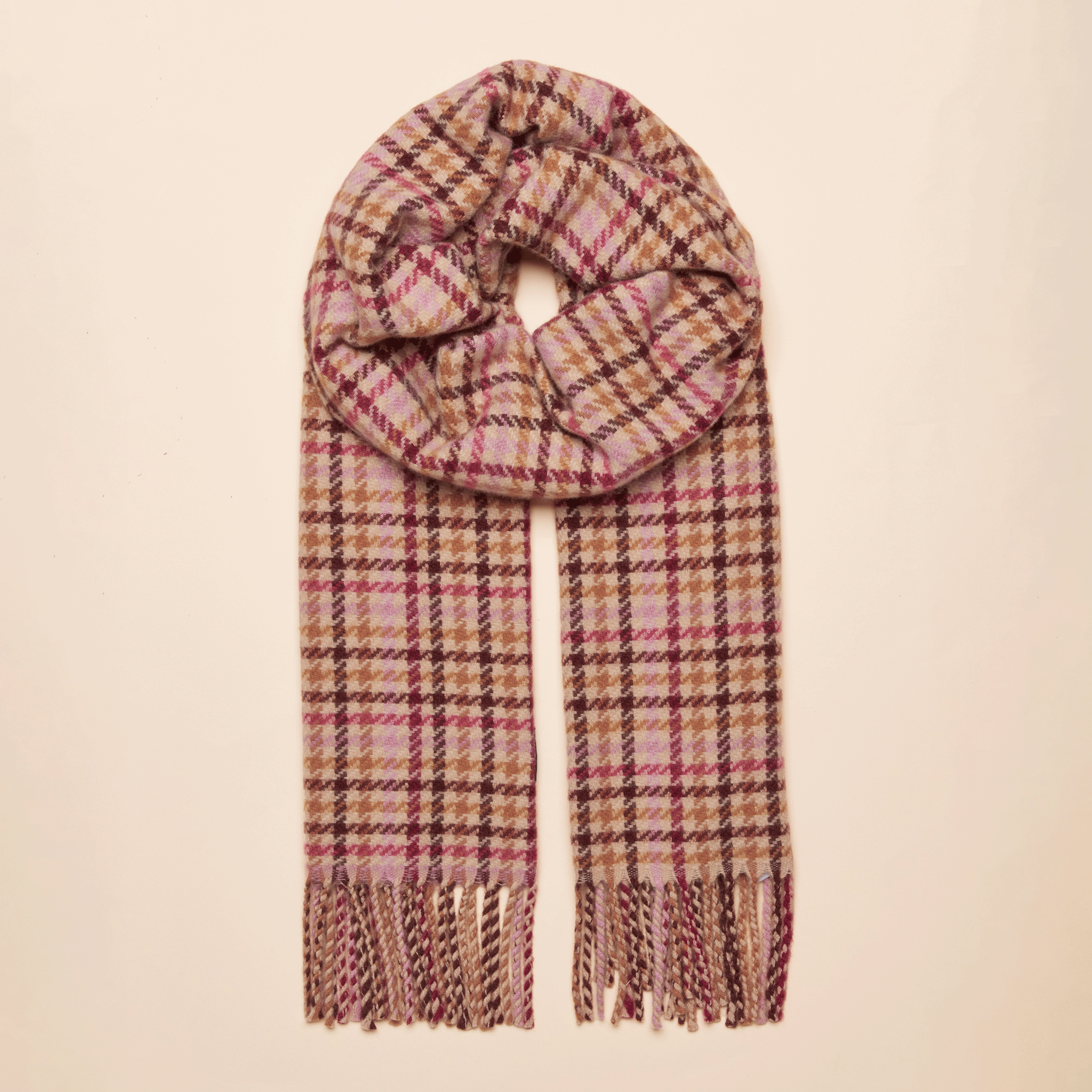 Joules Langtree Scarf Berry Houndstooth
