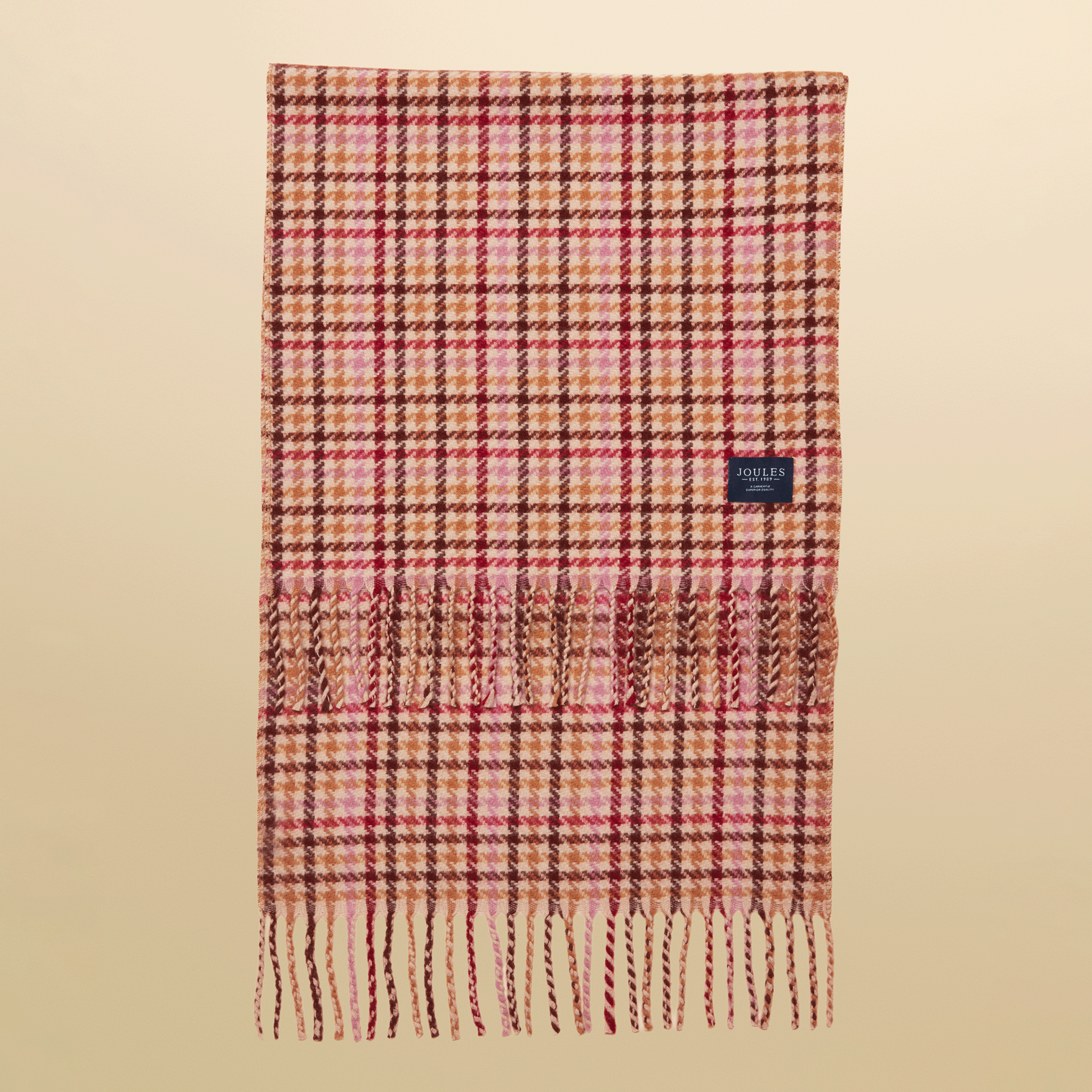 Joules Langtree Scarf Berry Houndstooth