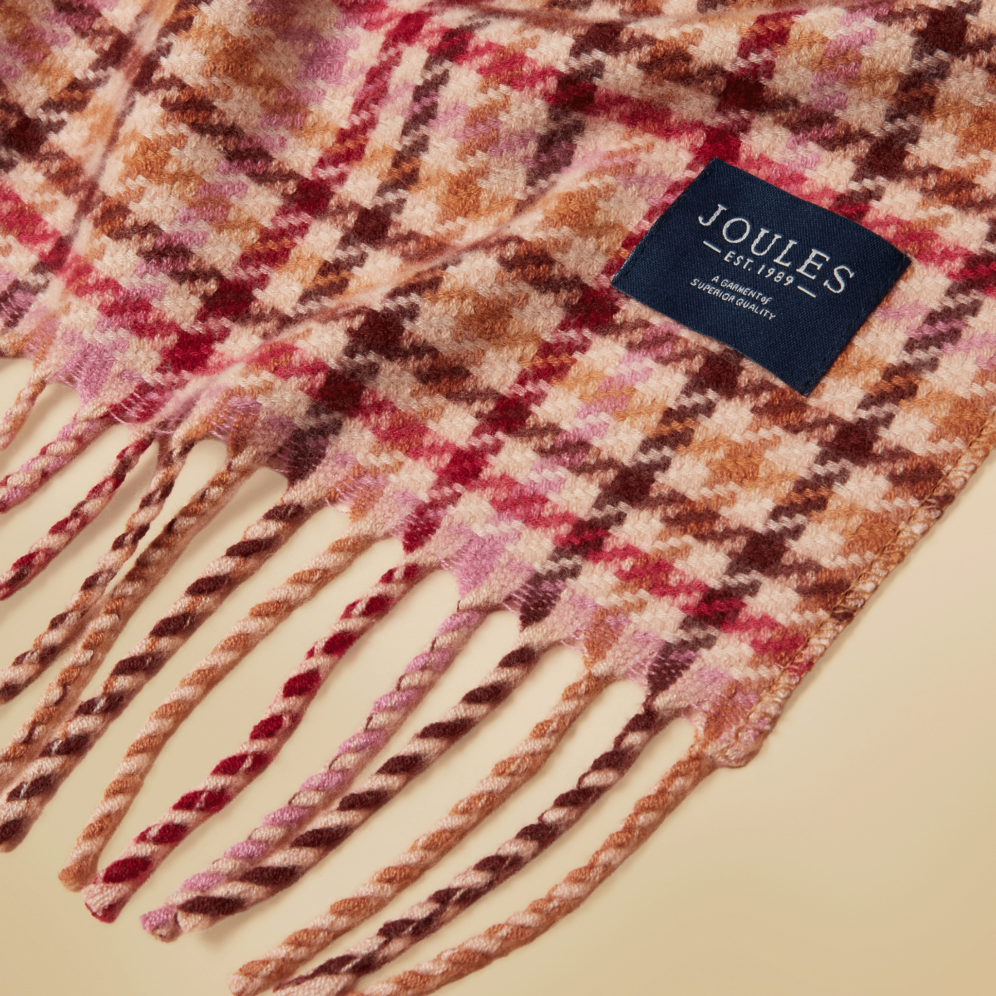 Joules Langtree Scarf Berry Houndstooth