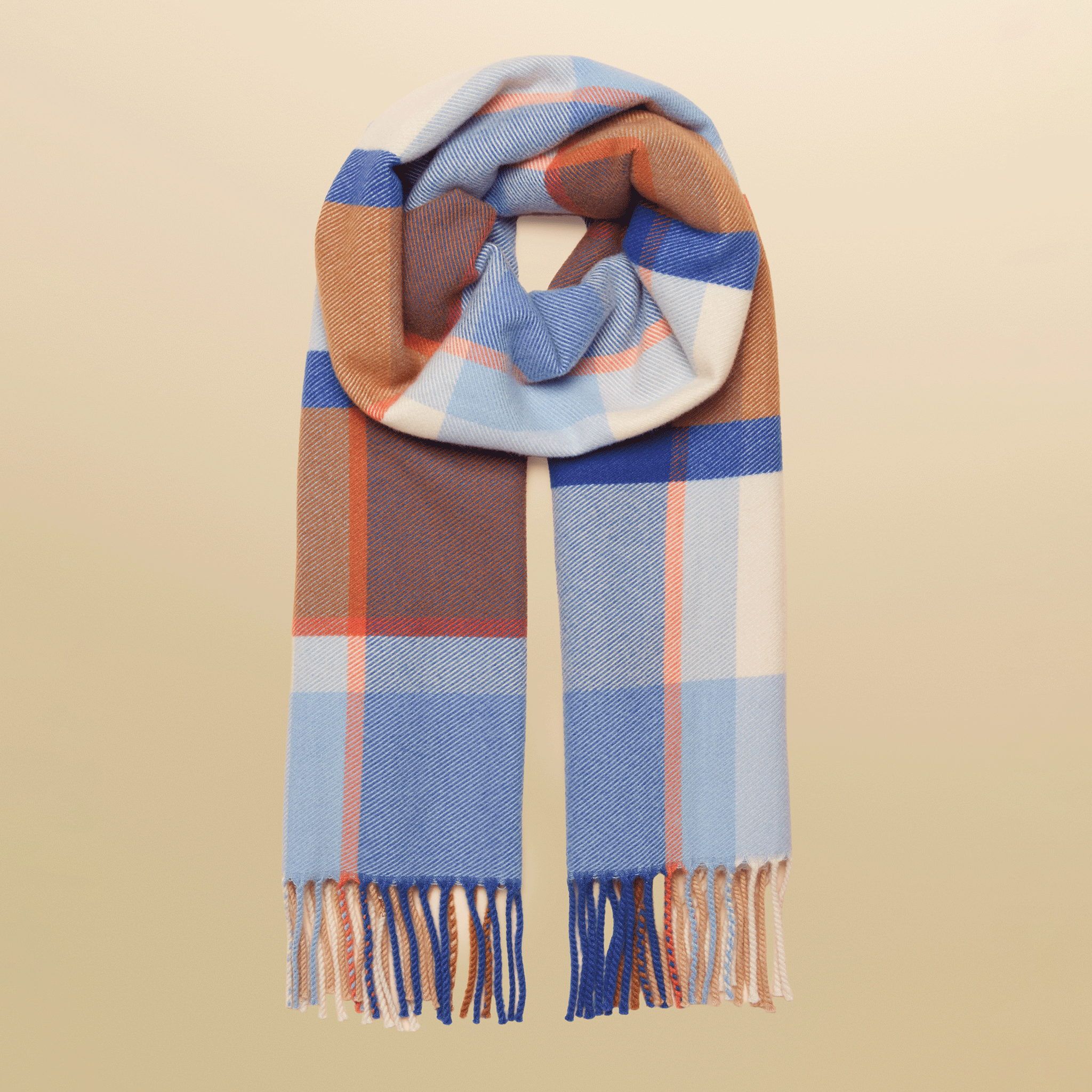 Joules Langtree Scarf Blue-Cream Check