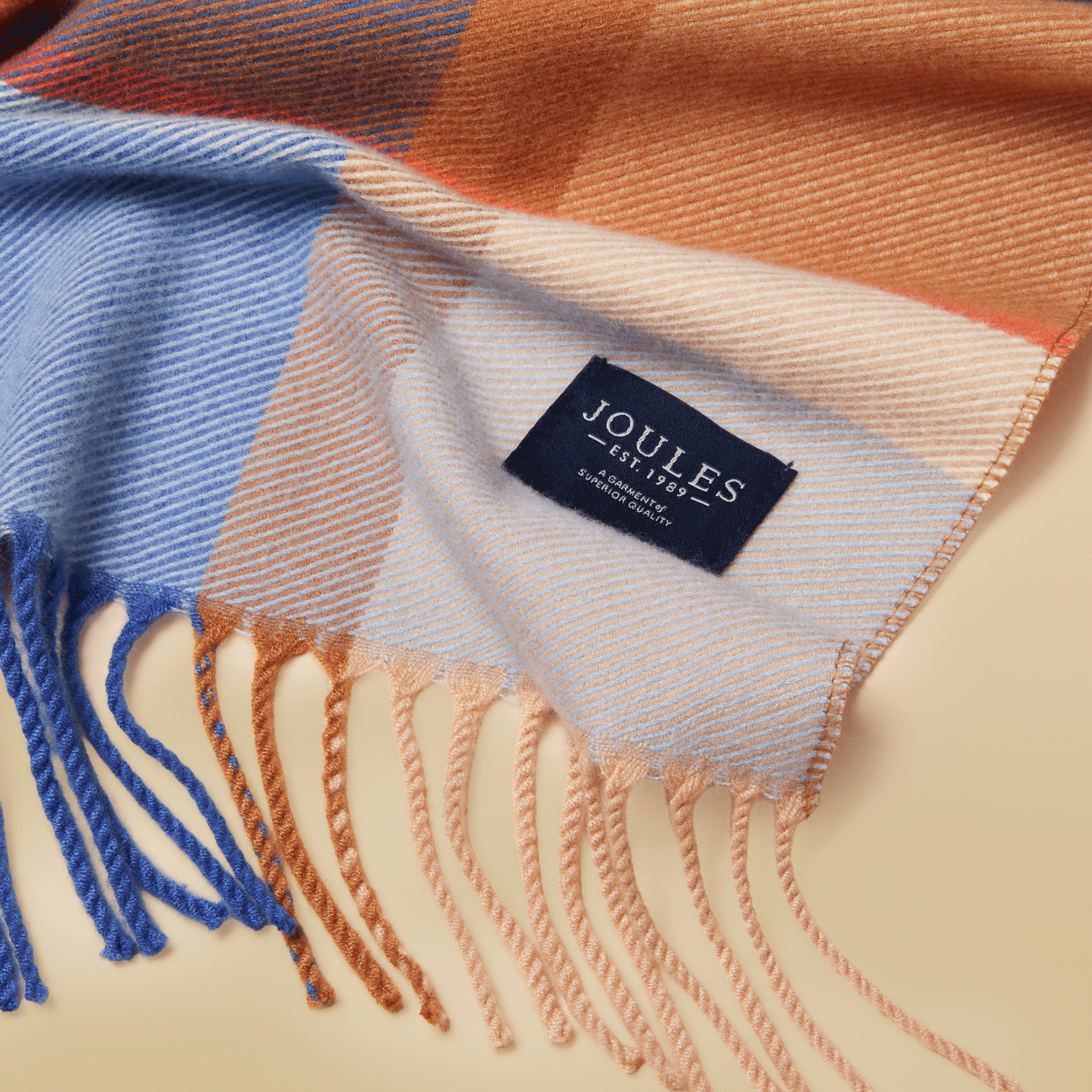 Joules Langtree Scarf Blue-Cream Check