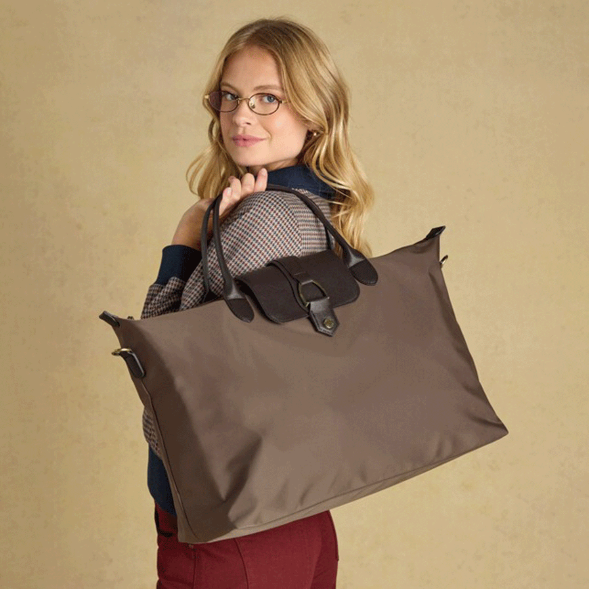 Joules Large Zip Top Weekend Bag Mocha Brown