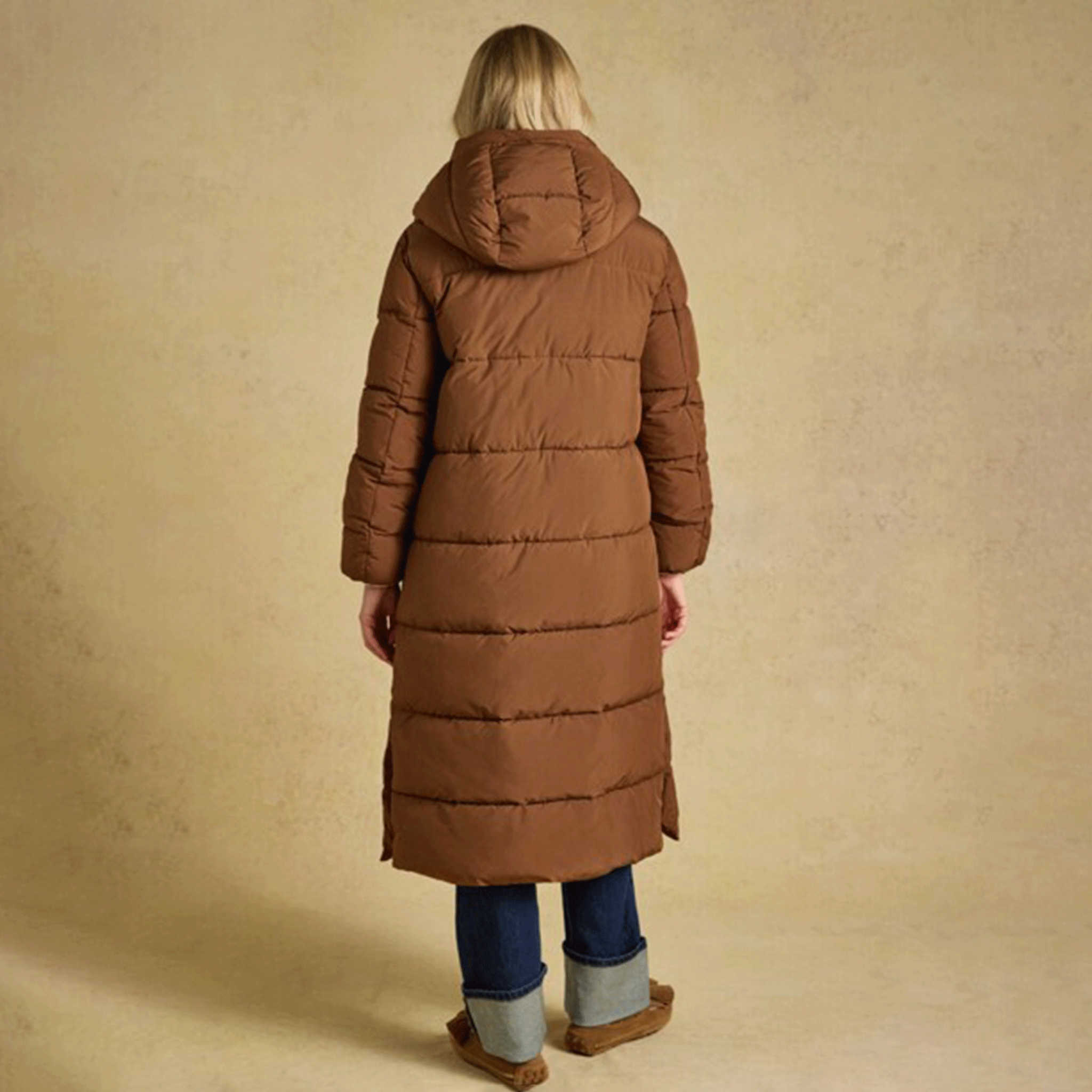 Joules Matchday Longline Oversized Showerproof Coat Toffee Brown