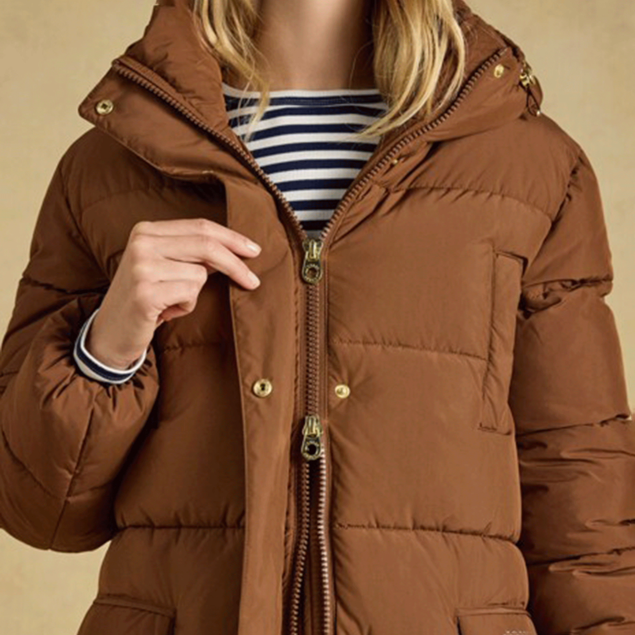 Joules Matchday Longline Oversized Showerproof Coat Toffee Brown