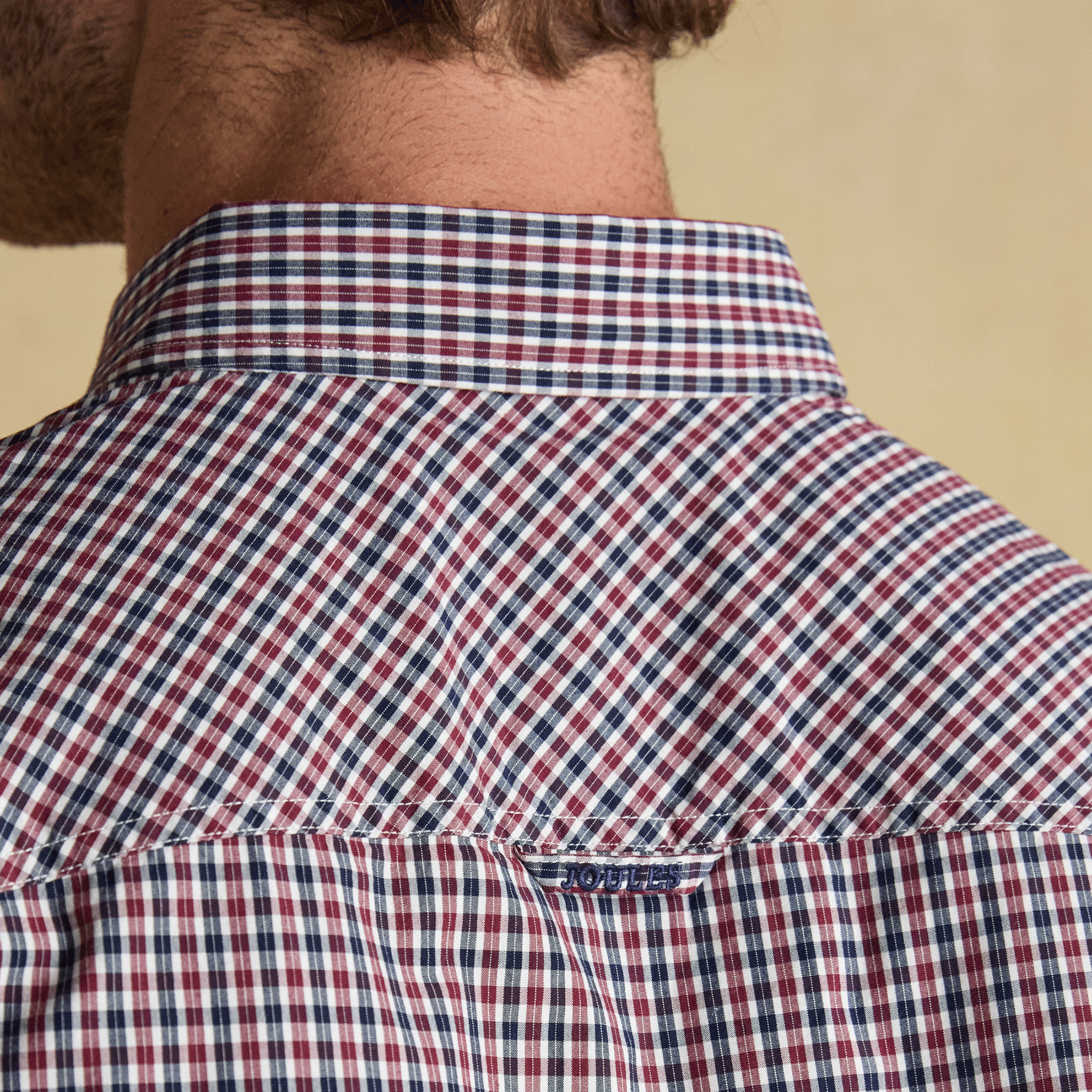 Joules Men's Cotton Poplin Gingham Shirt Burgundy Red