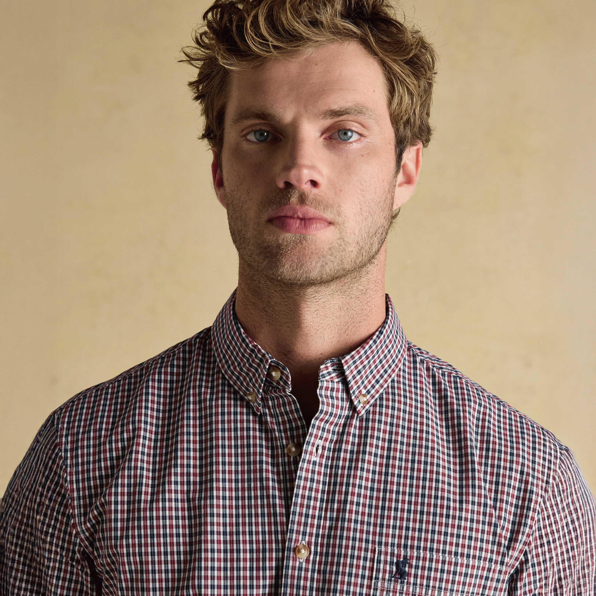 Joules Men's Cotton Poplin Gingham Shirt Burgundy Red