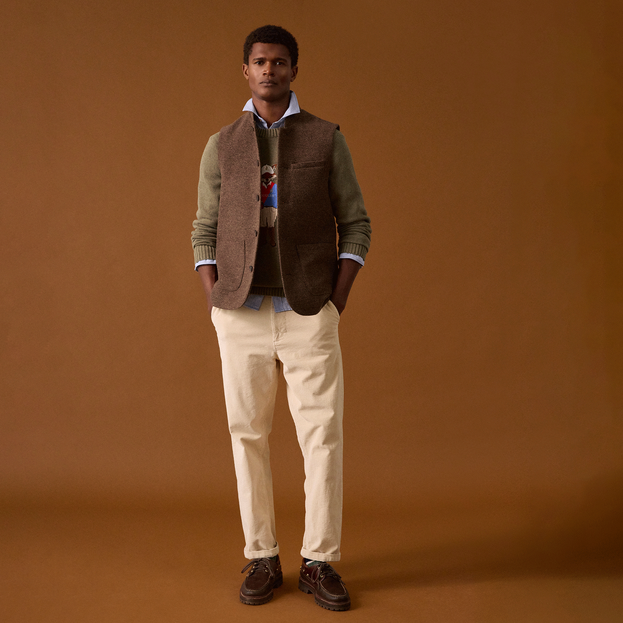 Joules Men's Tweed Gilet Brown