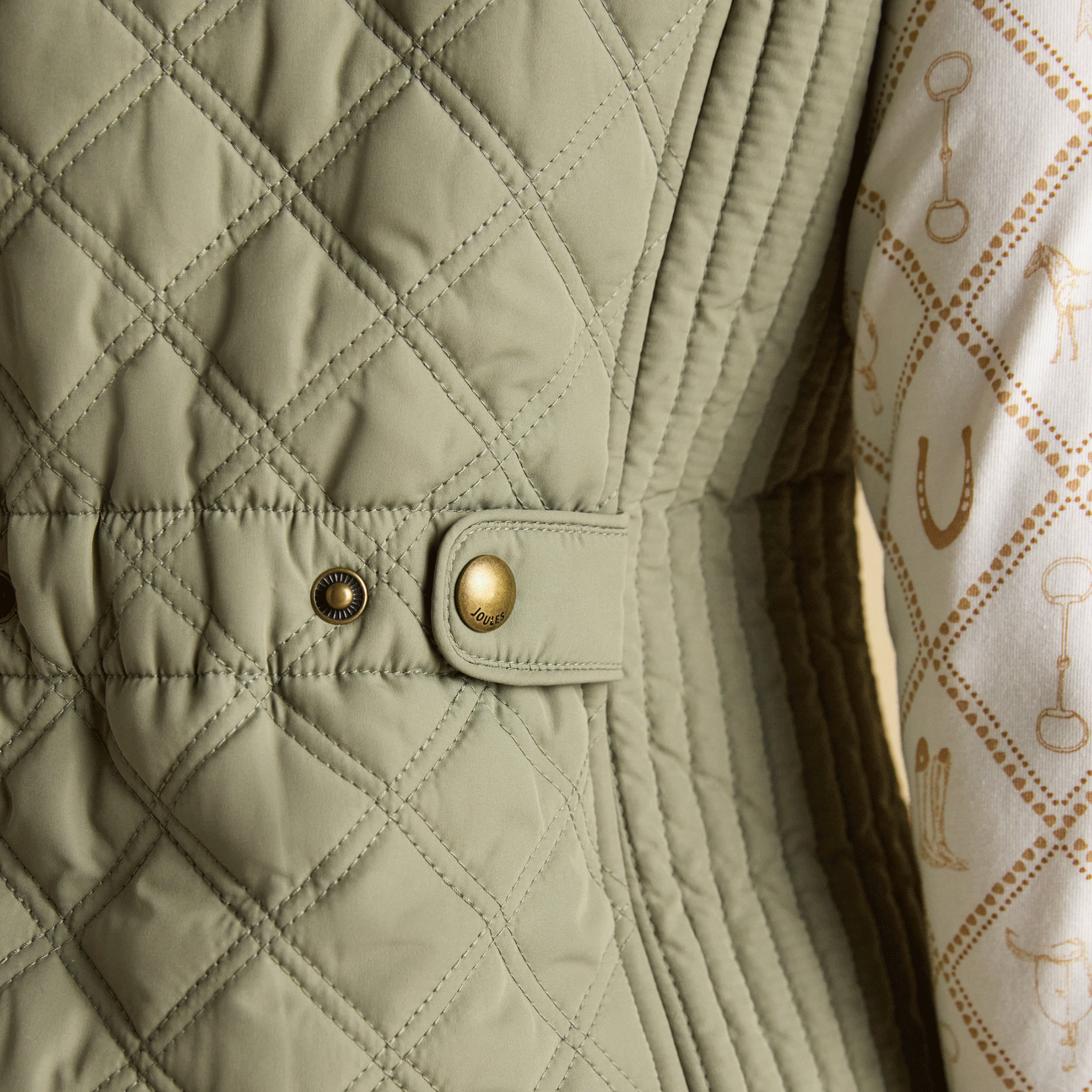 Joules Minx Showerproof Diamond Quilted Gilet Green