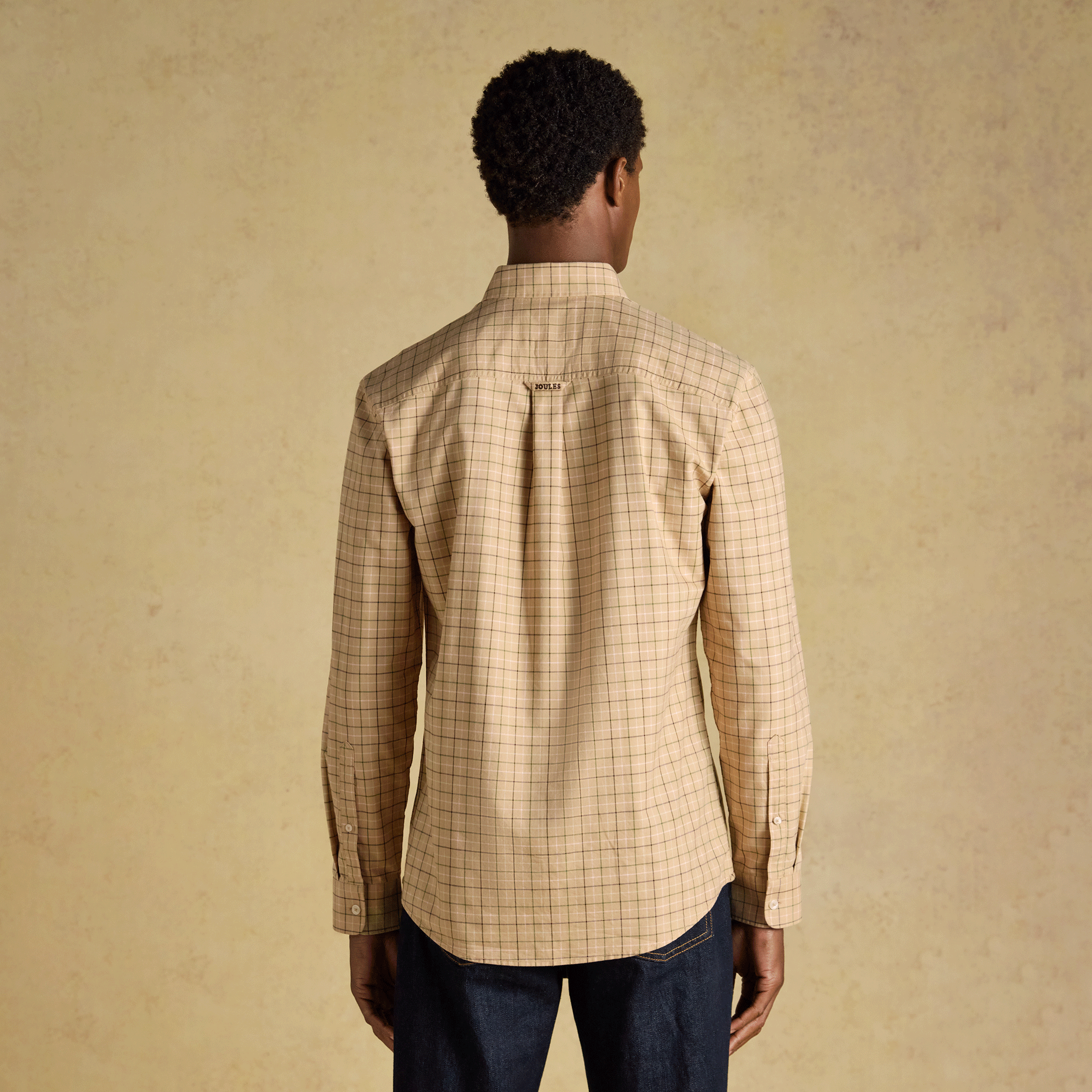 Joules Oxford Men's Classic Fit Checked Shirt Oatmeal