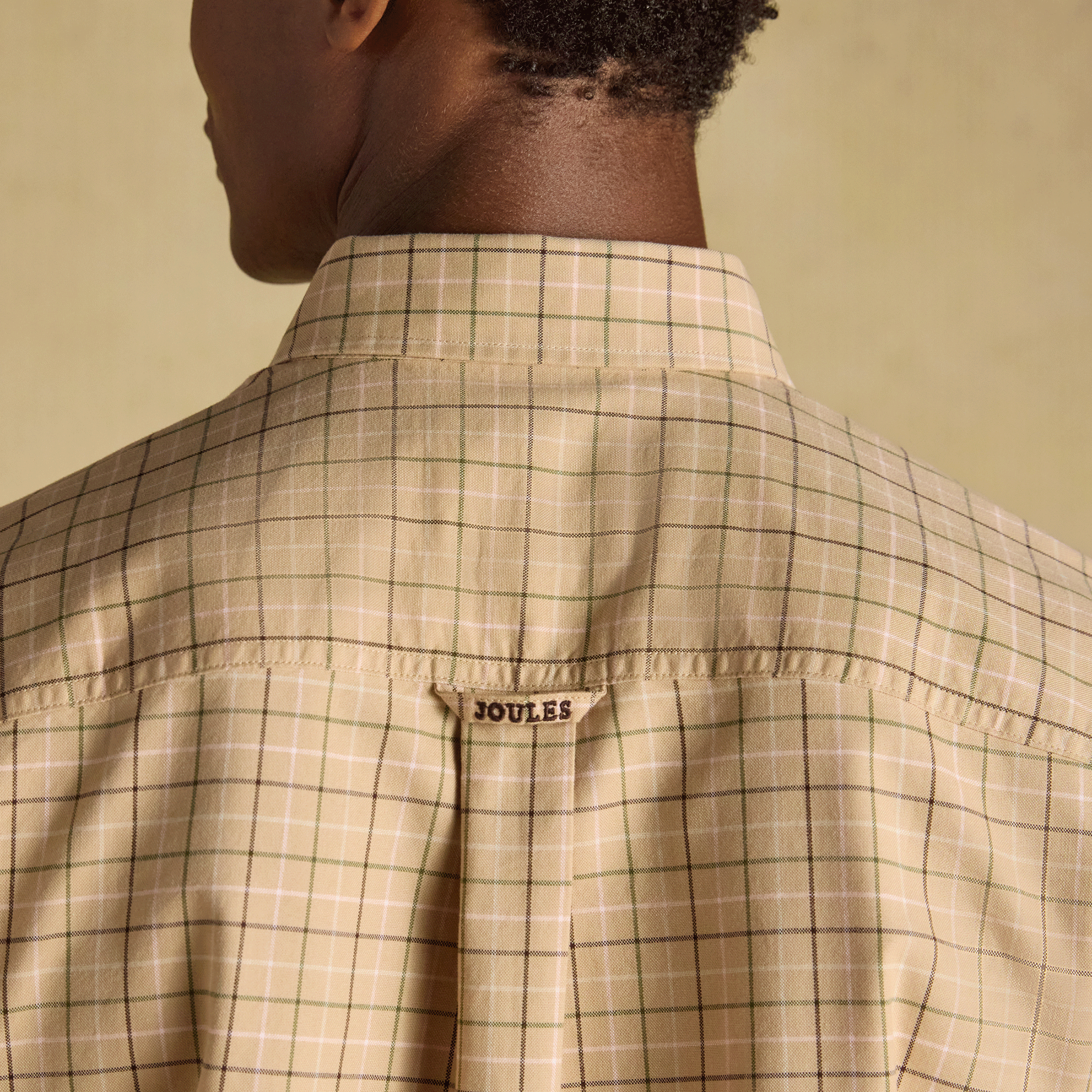 Joules Oxford Men's Classic Fit Checked Shirt Oatmeal