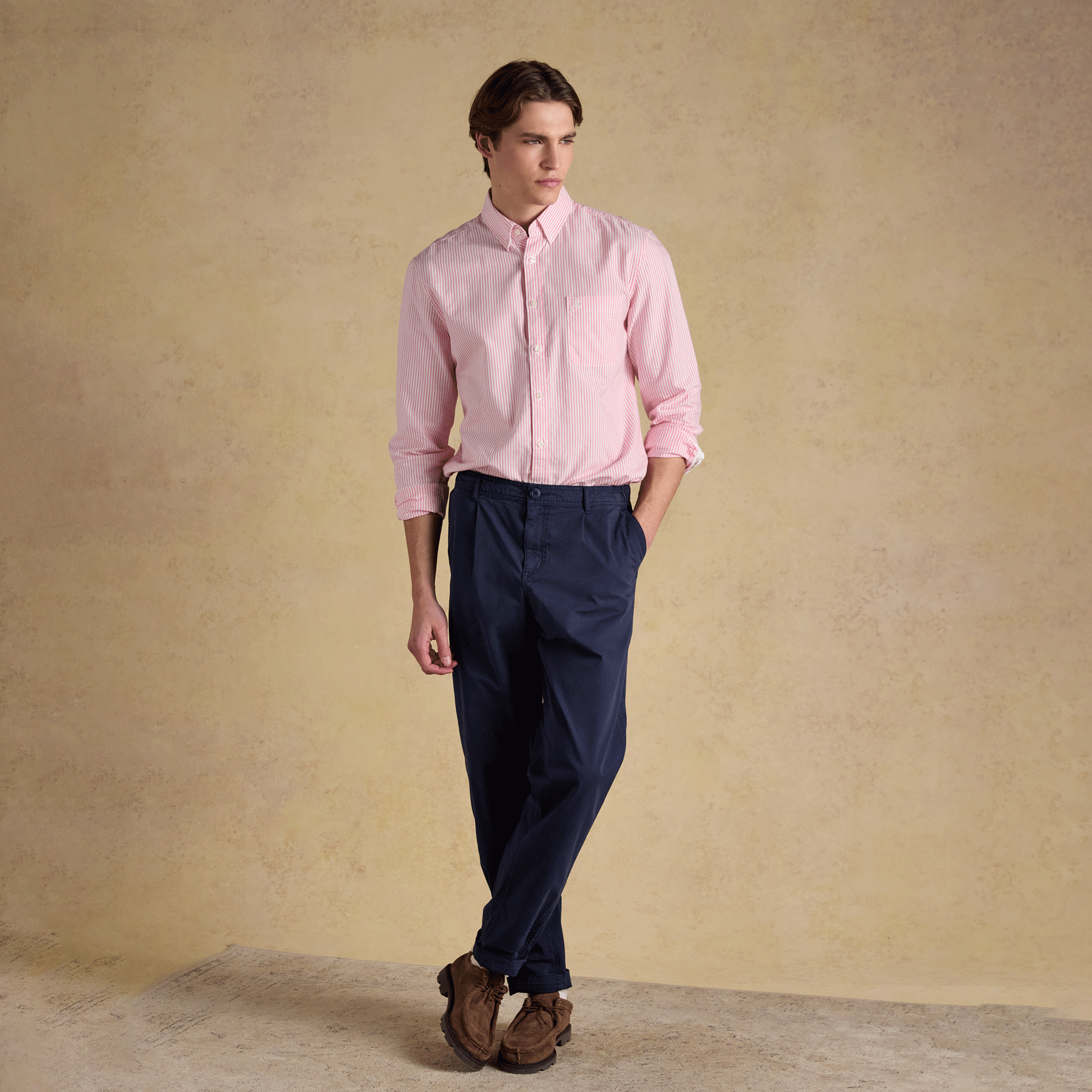 Joules Oxford Men's Classic Fit Striped Shirt Pink-White