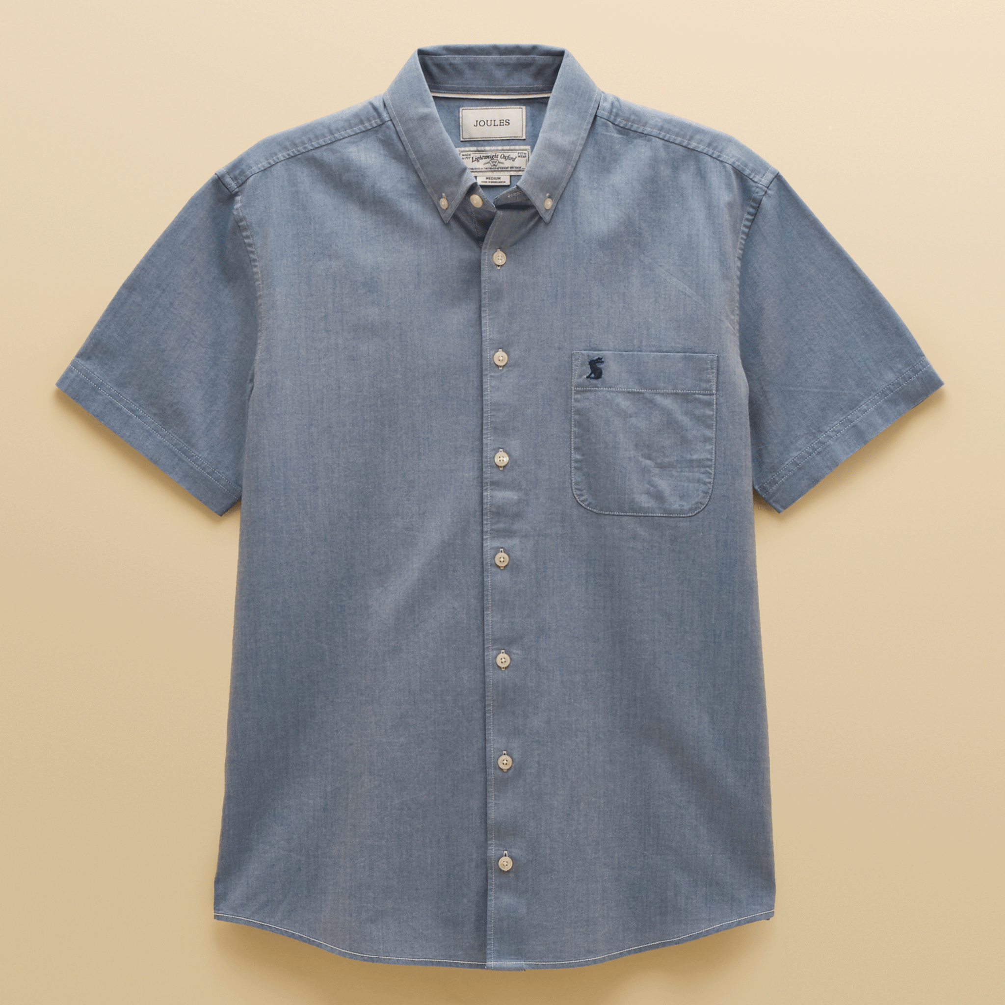 Joules Oxford Short Sleeve Shirt Chambray Blue