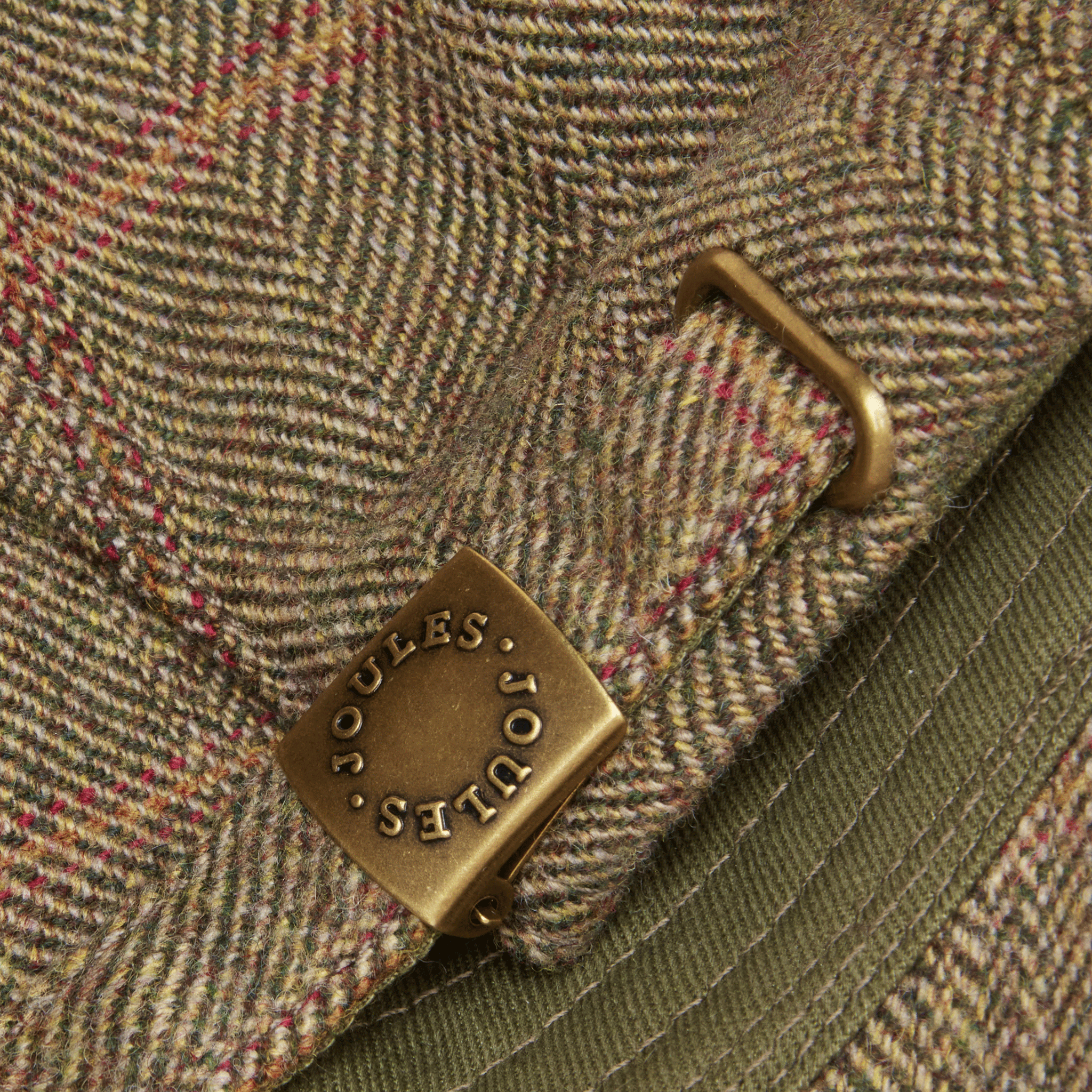 Joules Perry Tweed Baseball Cap Khaki
