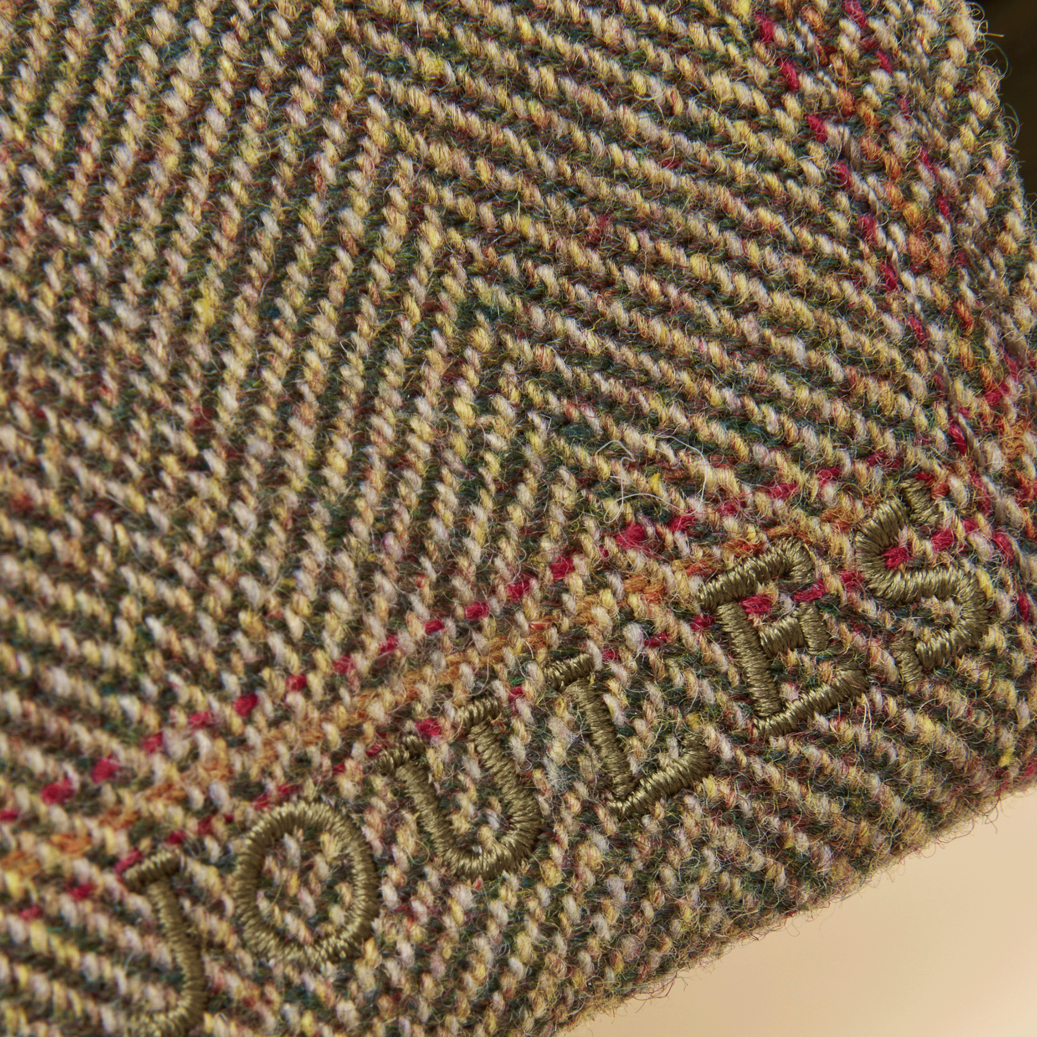 Joules Perry Tweed Baseball Cap Khaki