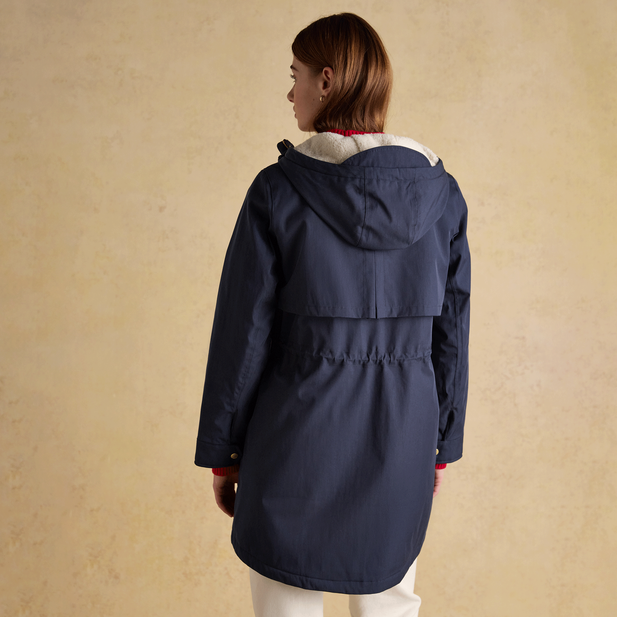 Joules Portwell Cosy Fleece Lined Waterproof Raincoat with Hood Navy