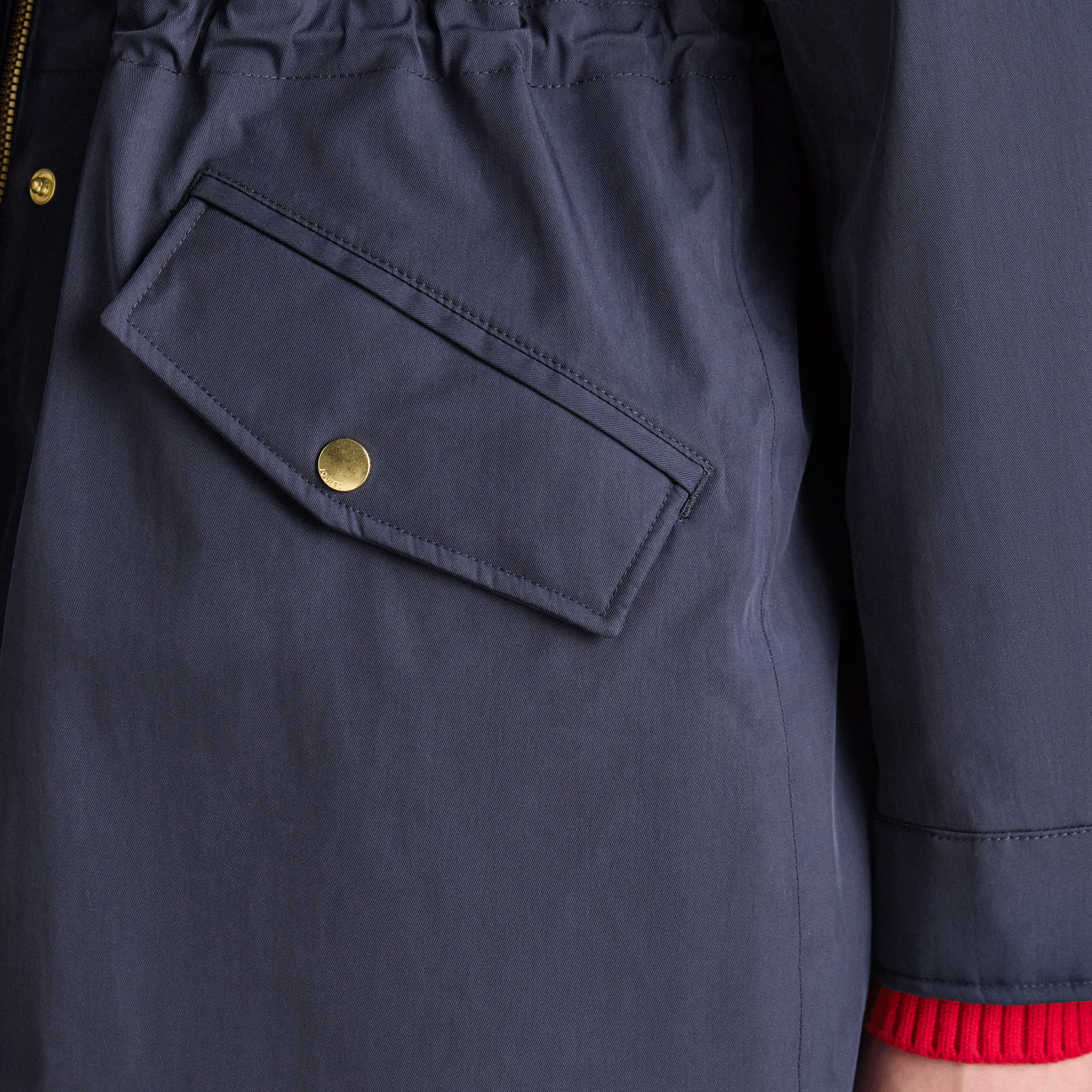Joules Portwell Cosy Fleece Lined Waterproof Raincoat with Hood Navy