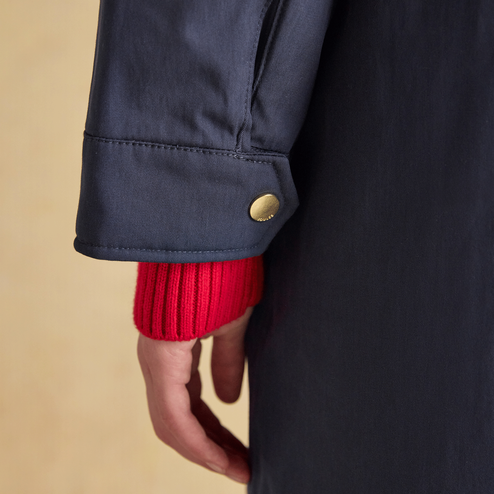 Joules Portwell Cosy Fleece Lined Waterproof Raincoat with Hood Navy