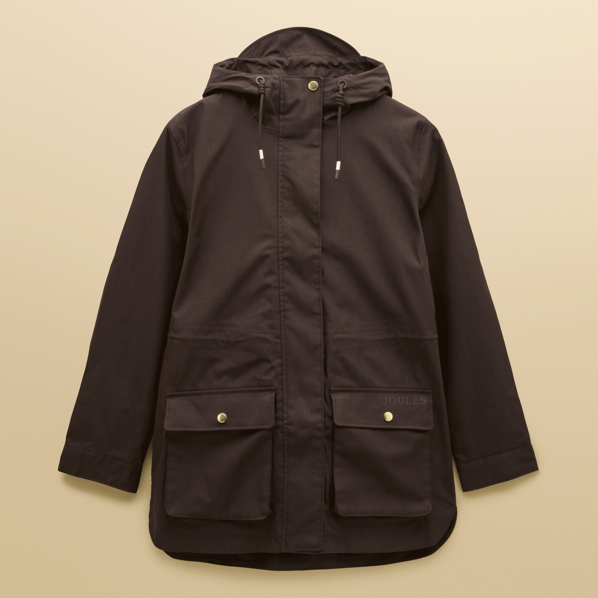 Joules Portwell Waterproof Raincoat with Hood Chocolate Brown