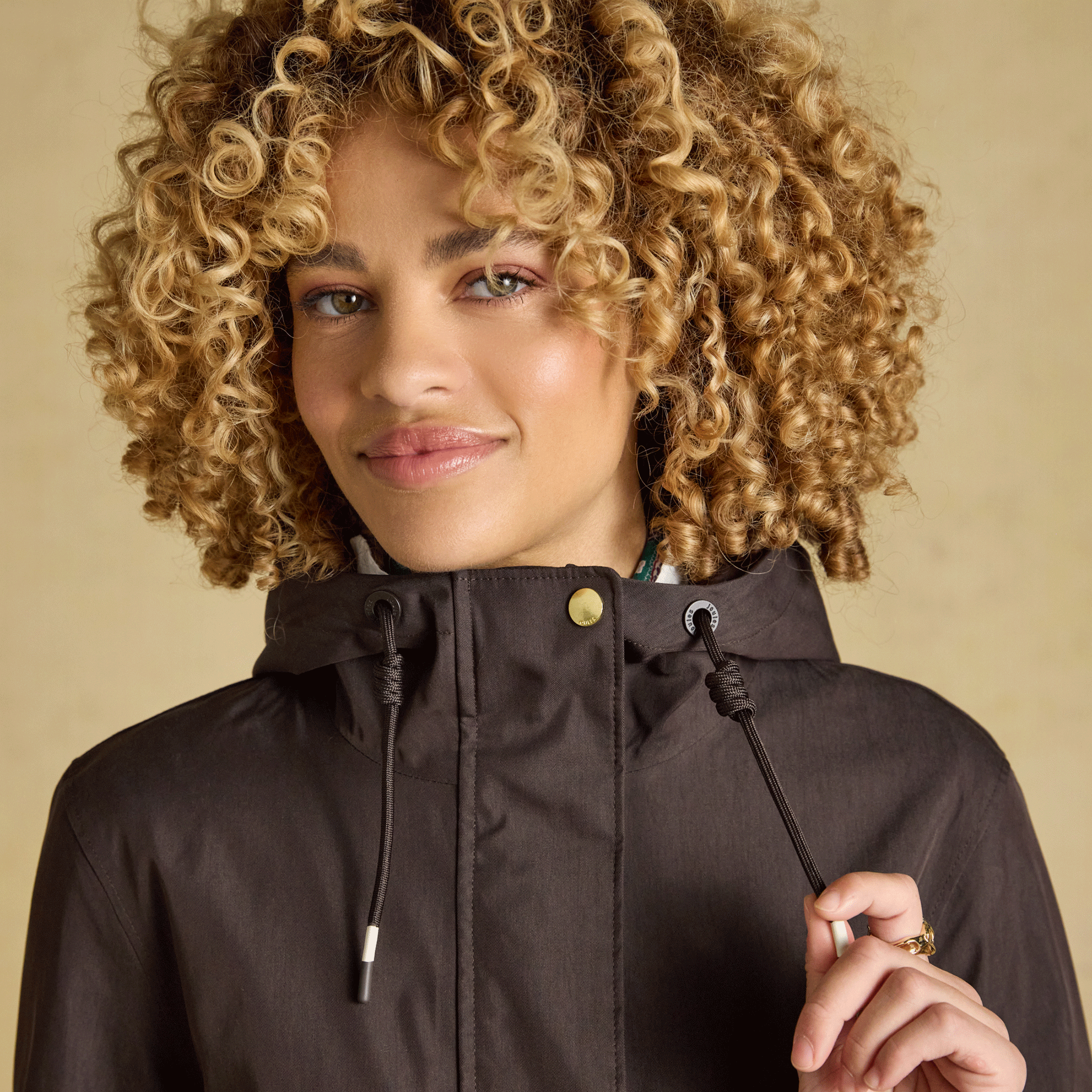 Joules Portwell Waterproof Raincoat with Hood Chocolate Brown