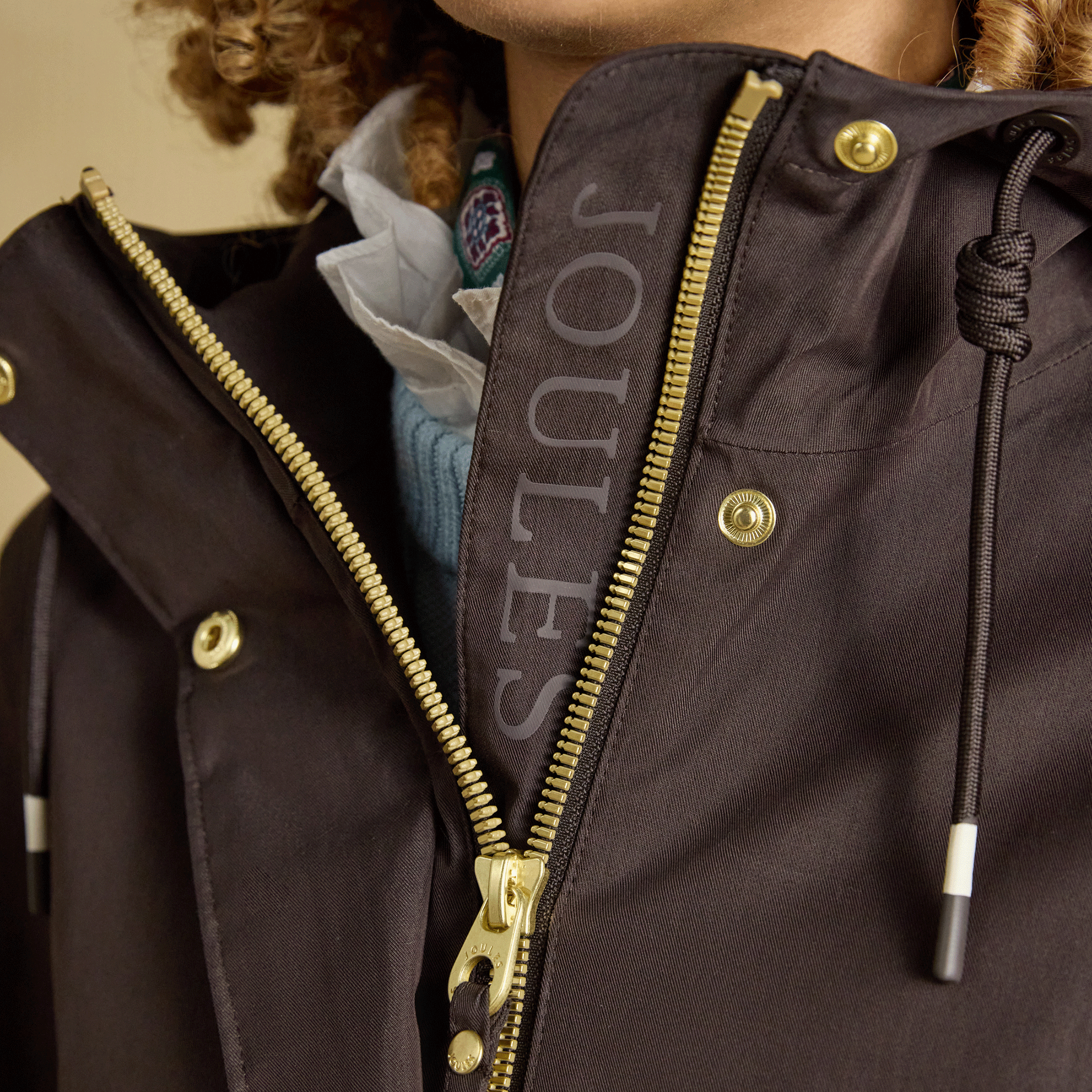 Joules Portwell Waterproof Raincoat with Hood Chocolate Brown