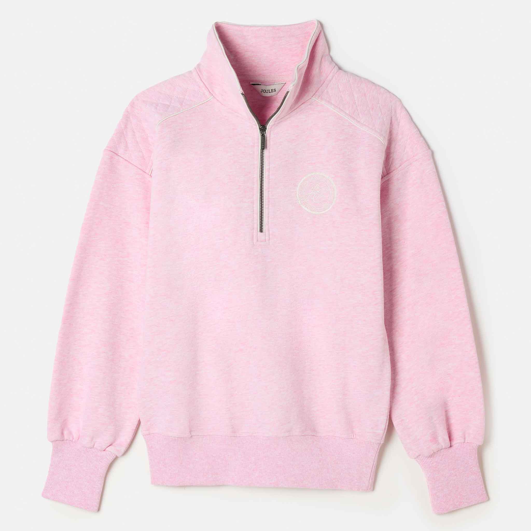 Joules Racquet Cotton Marl Half Zip Sweatshirt Pink