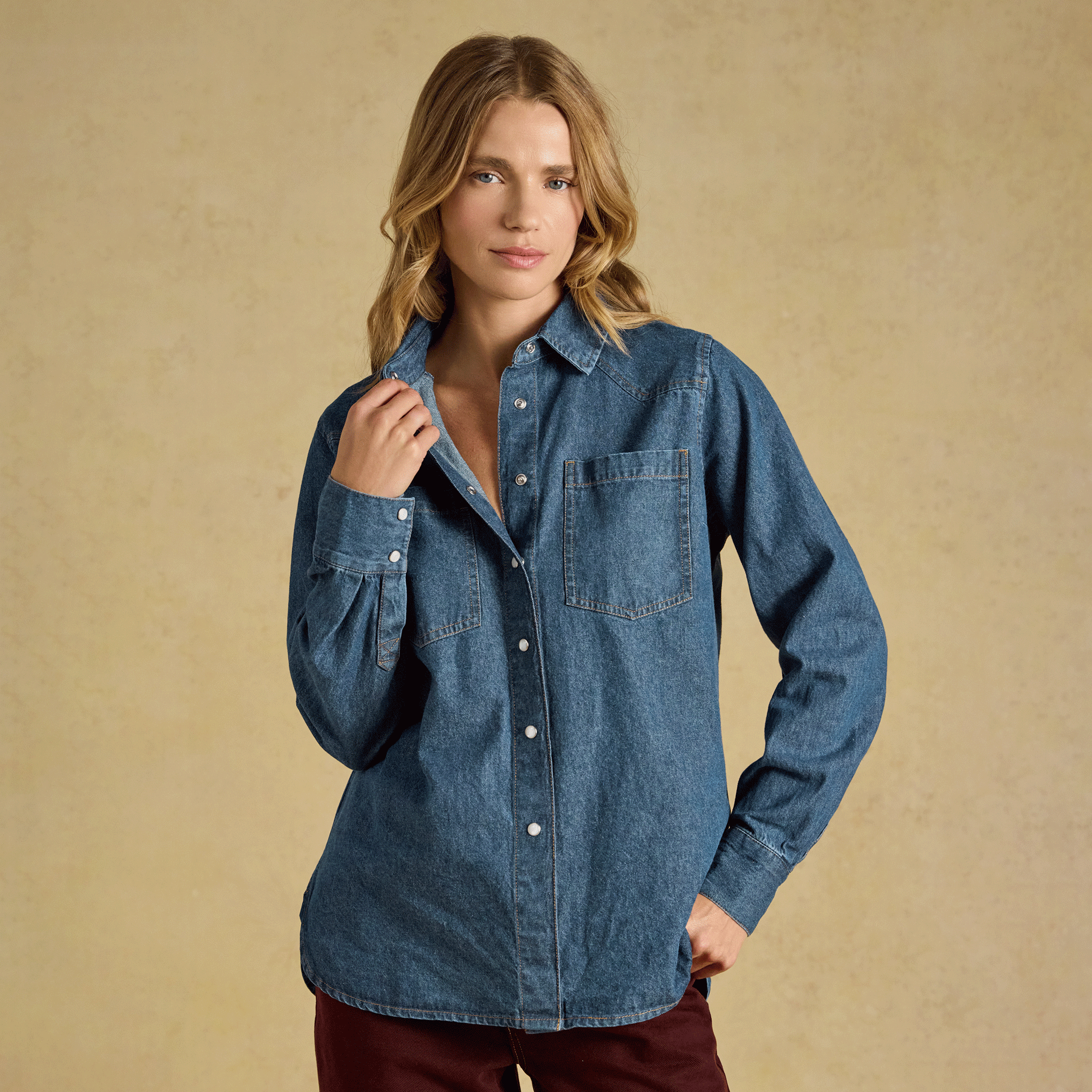 Joules Relaxed Fit Western Shirt Denim Blue