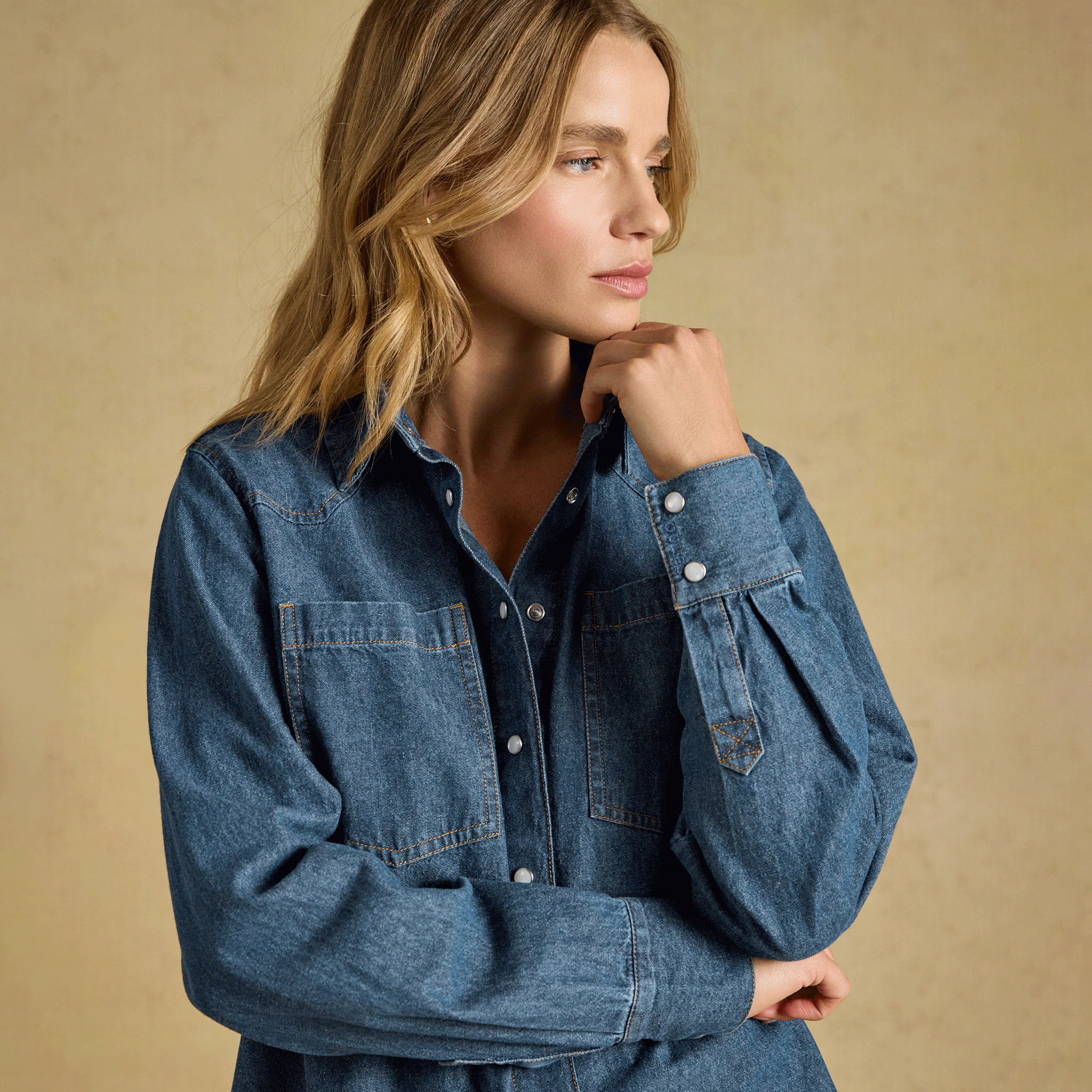 Joules Relaxed Fit Western Shirt Denim Blue