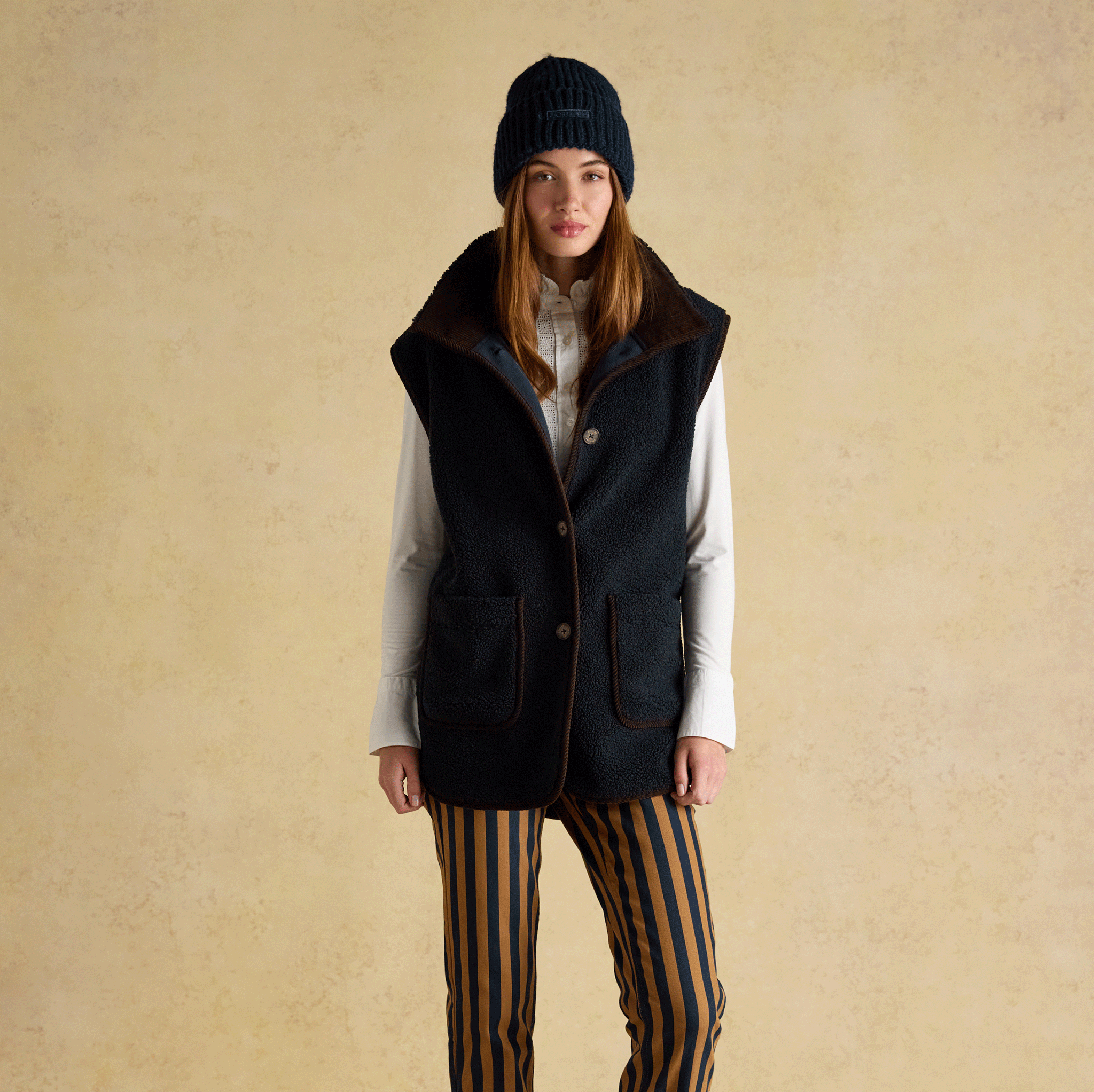 Joules Rosa Beanie Hat Navy