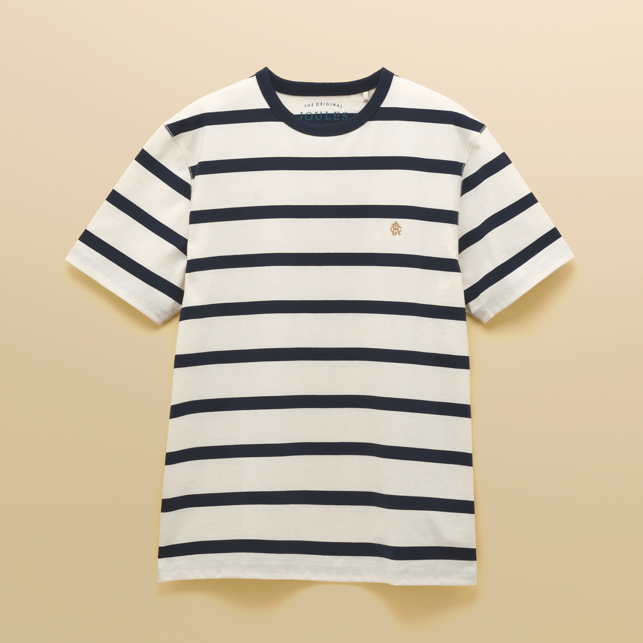 Joules Rugby Club Stripe Crew Neck T-Shirt in Navy & White