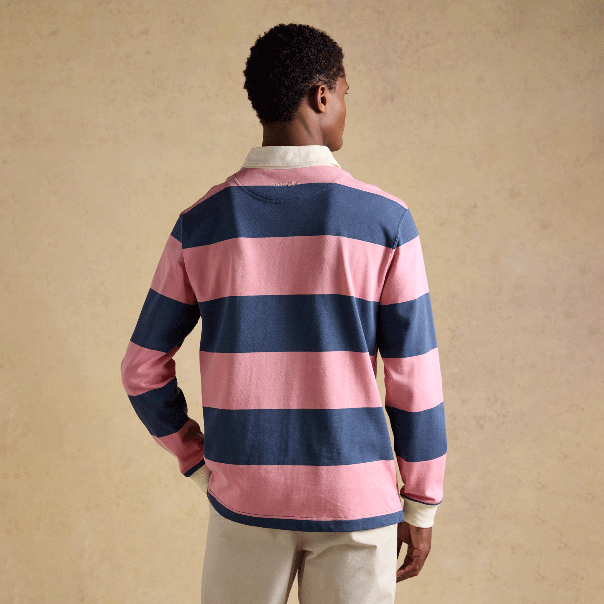 Joules Rugby Club Striped Long Sleeve Shirt in Pink & Blue
