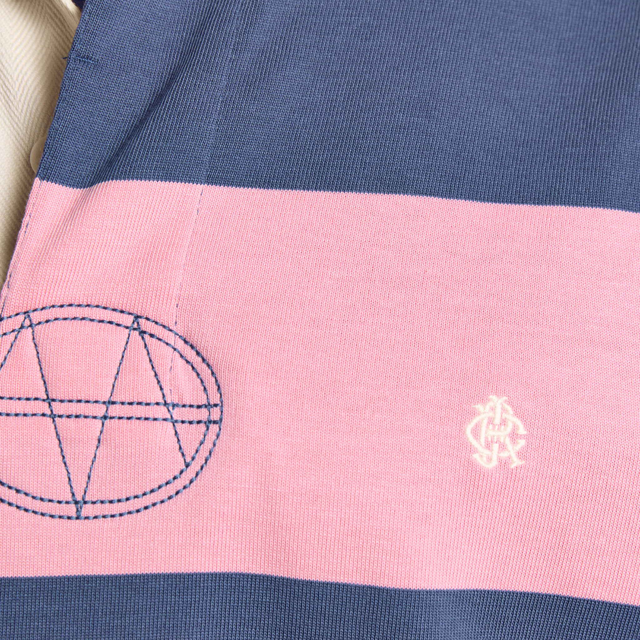 Joules Rugby Club Striped Long Sleeve Shirt in Pink & Blue