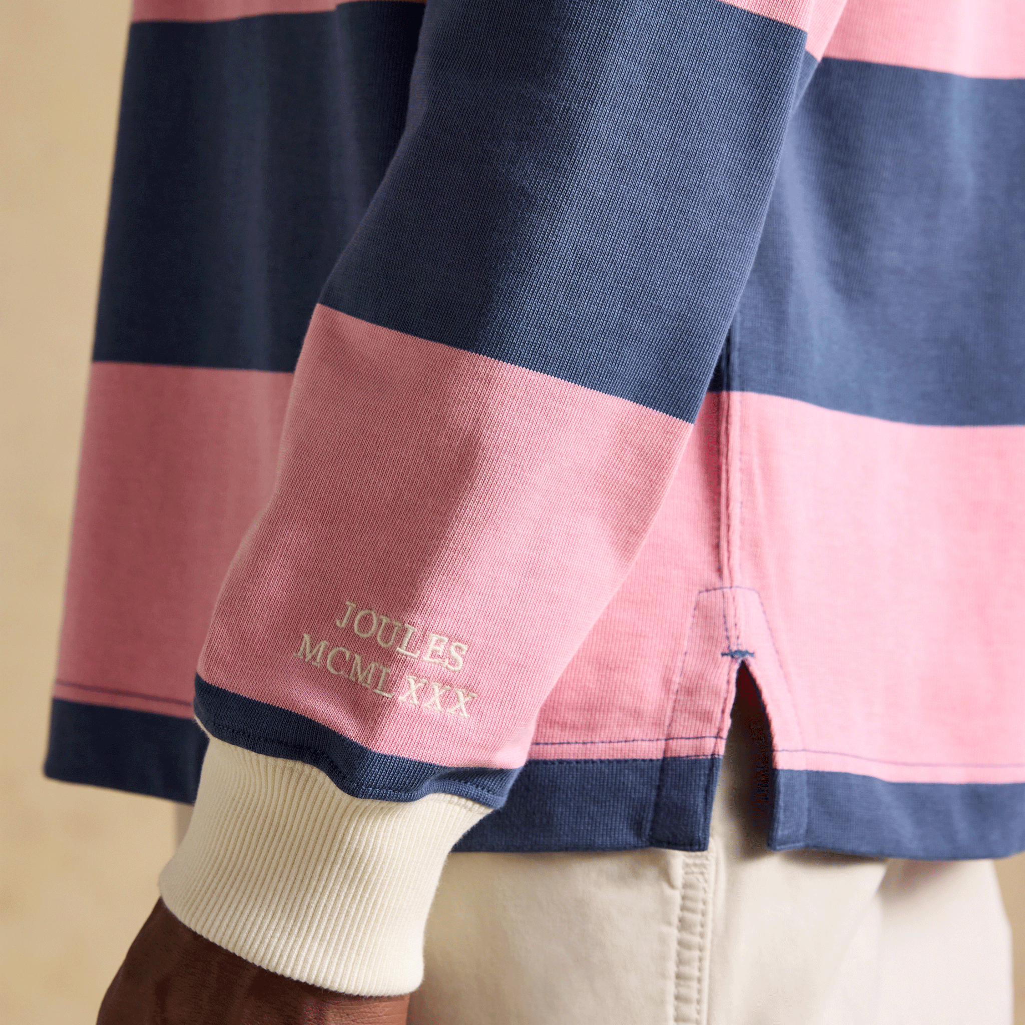 Joules Rugby Club Striped Long Sleeve Shirt in Pink & Blue