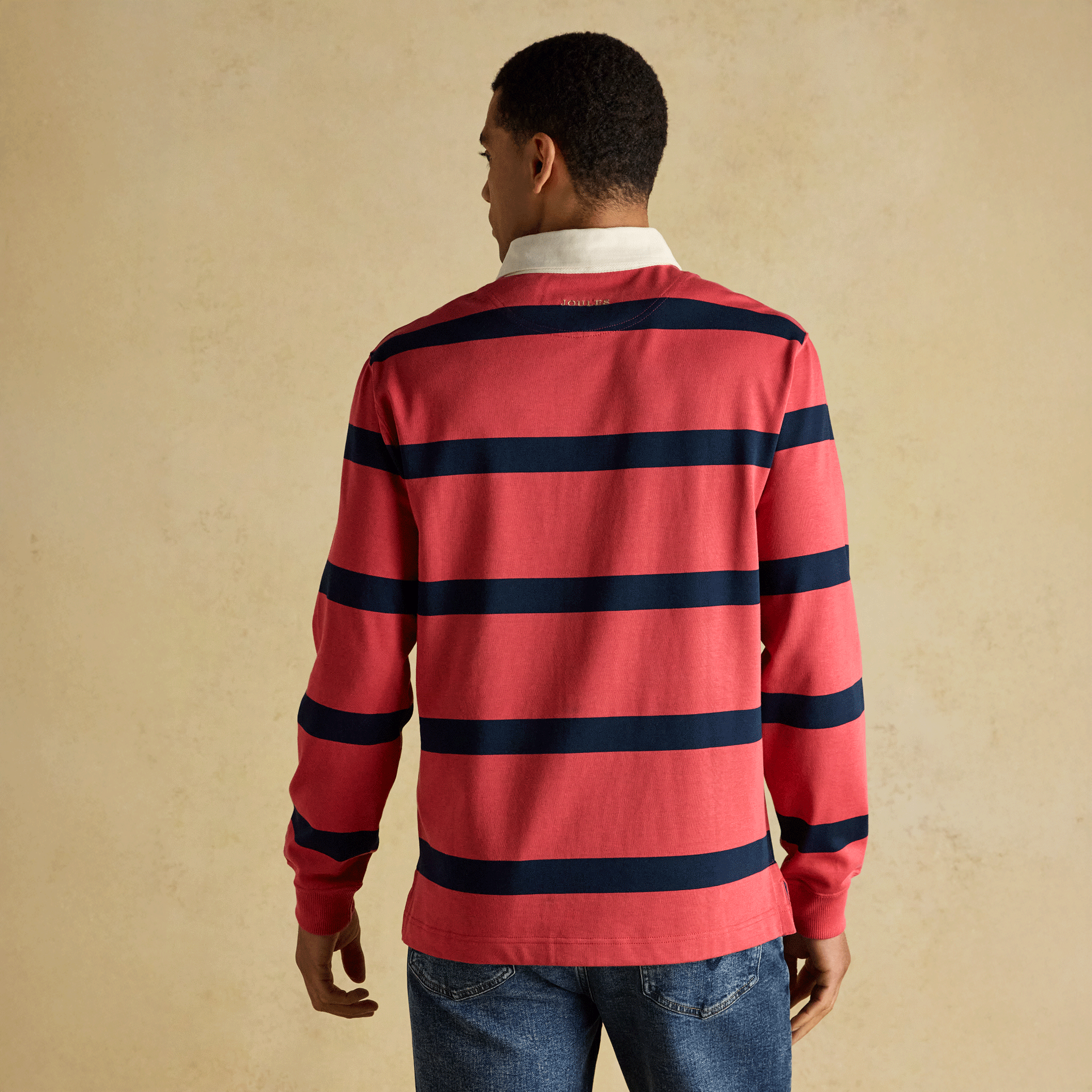 Joules Rugby Club Striped Long Sleeve Shirt in Red