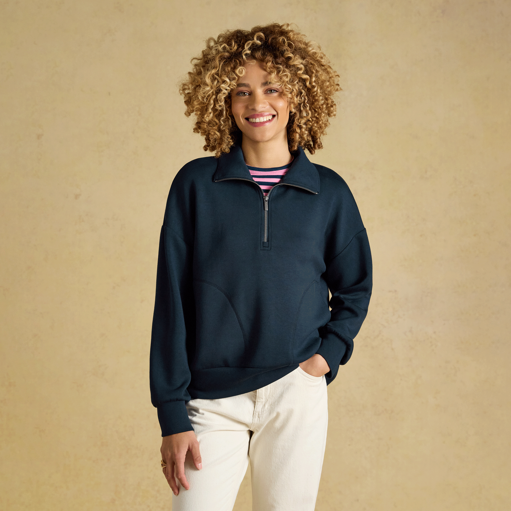 Joules Soft Quarter Zip Sweatshirt Navy