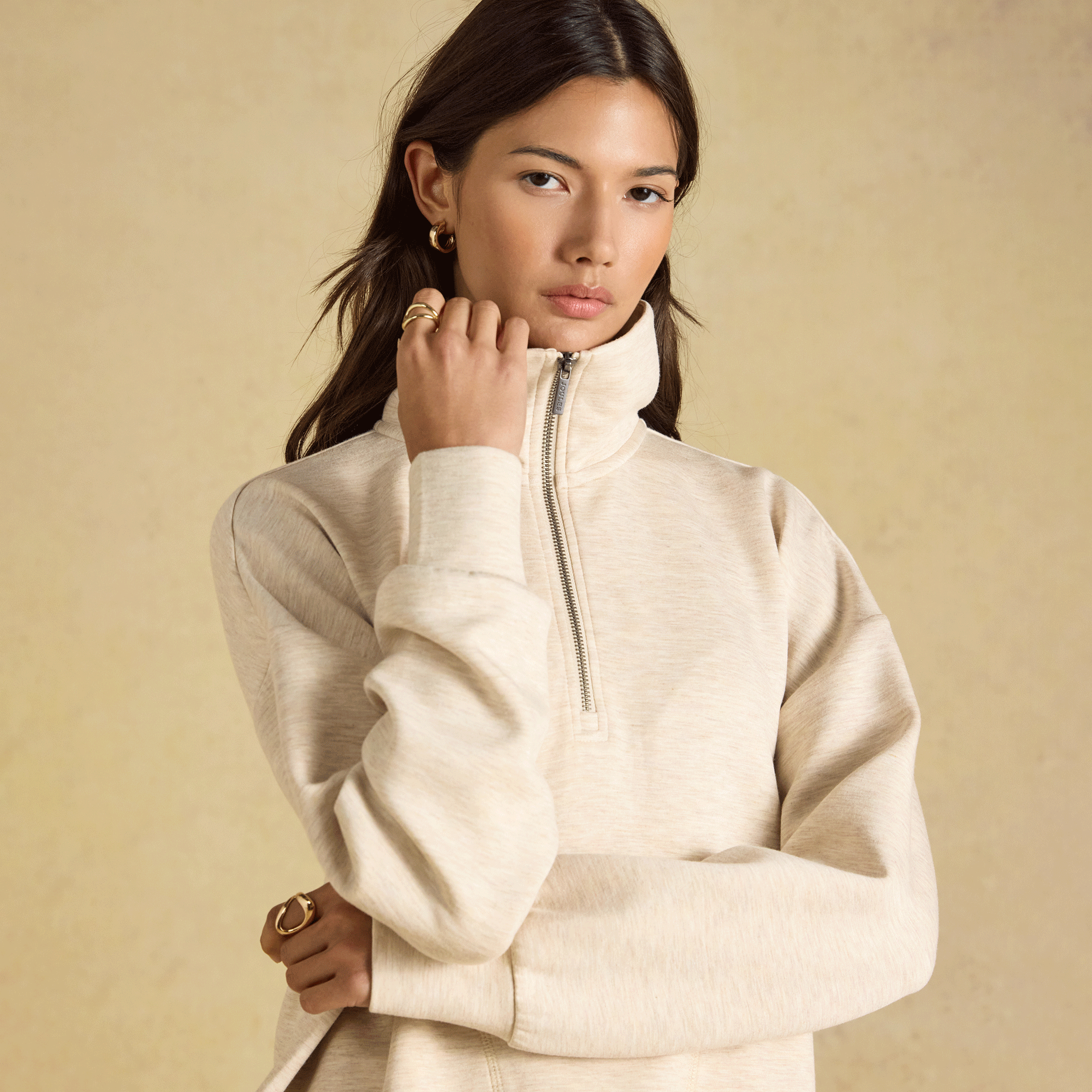 Joules Soft Quarter Zip Sweatshirt Oatmeal