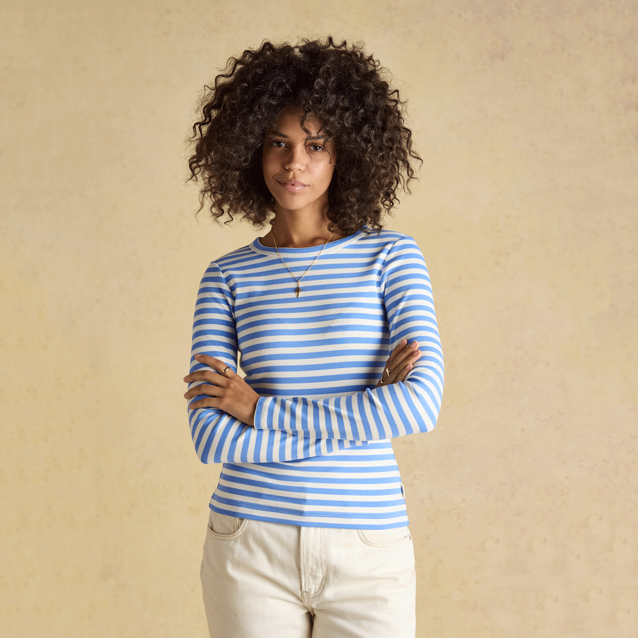 Joules Sophie Long Sleeved Striped T-Shirt in Blue