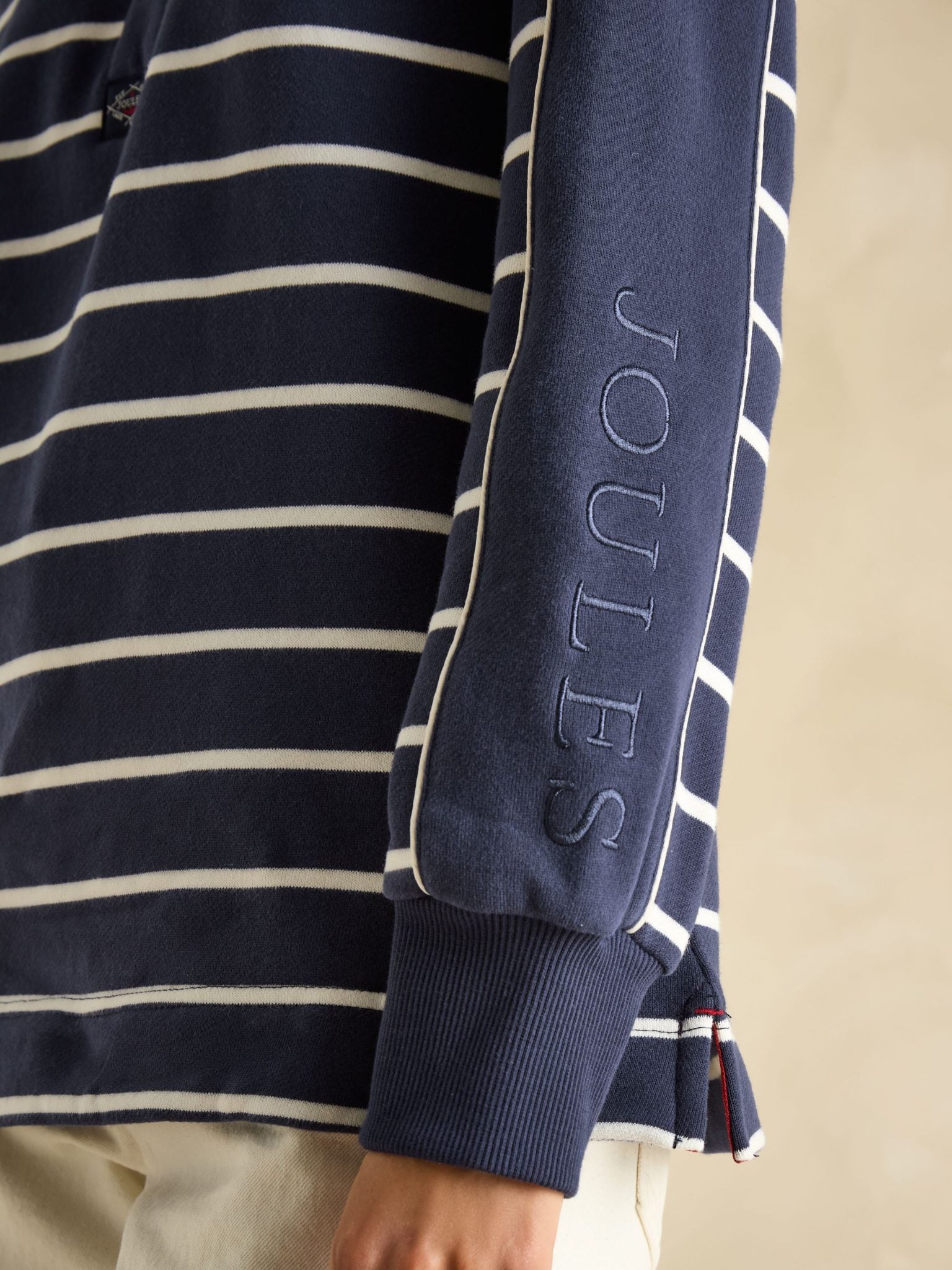 Joules Southwold Button Down Striped Sweatshirt Navy-White 4