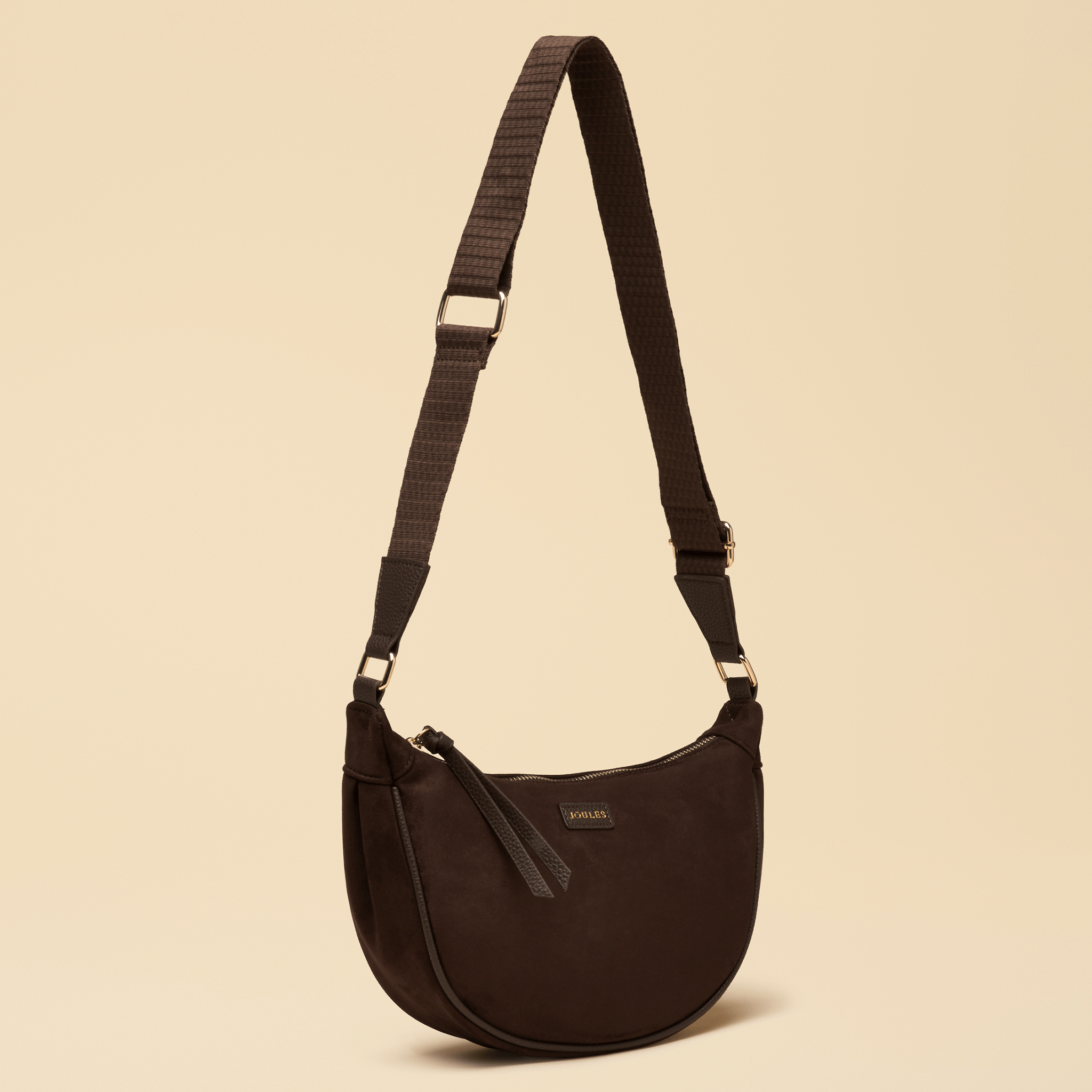 Joules Suedette Moon Cross Body Bag Chocolate Brown